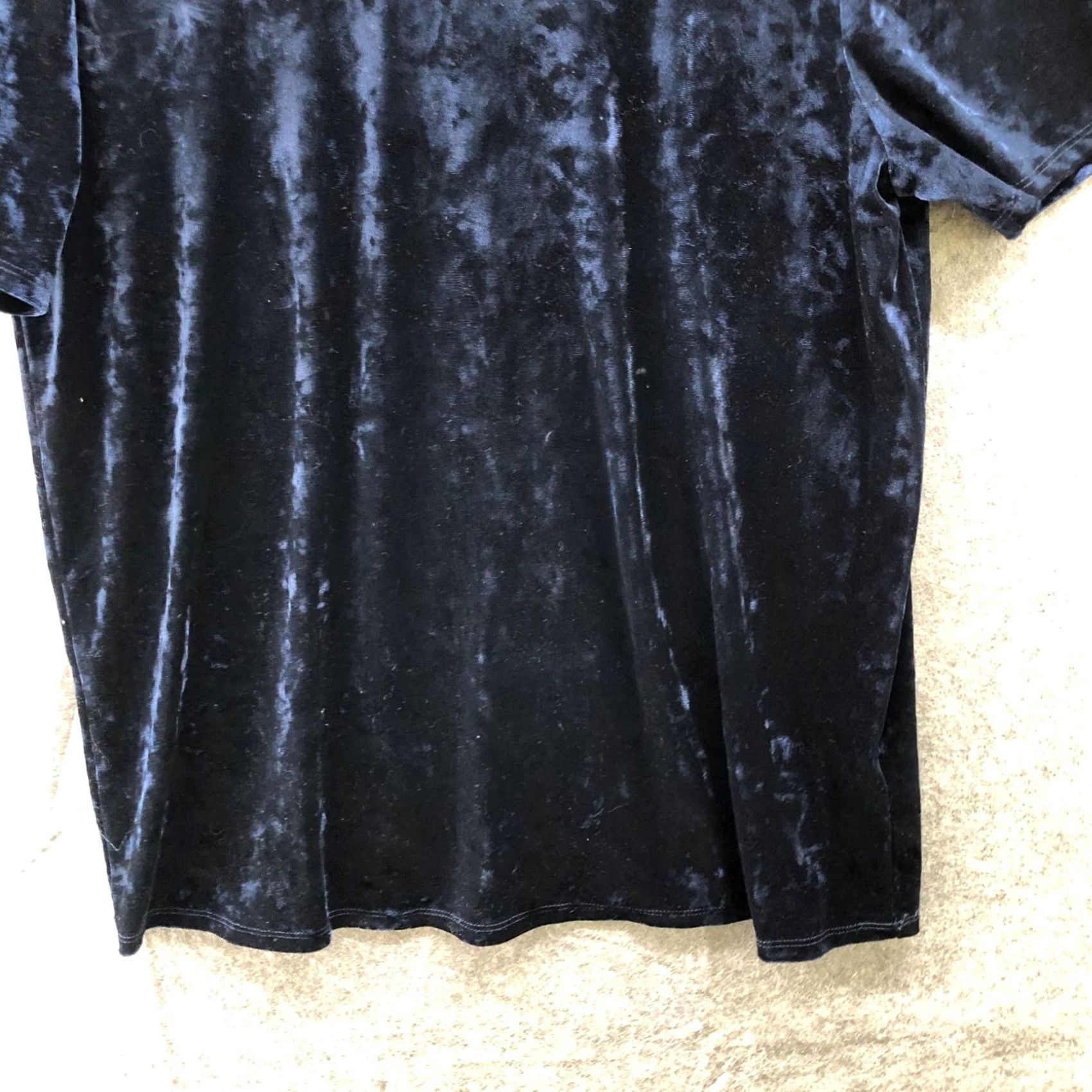 Velvet Beach Lunch Lounge Velvet Short Sleeve Top Womens M Dark Blue Tie Back Blouse Size M / US 6-8 / IT 42-44 - 4 Thumbnail