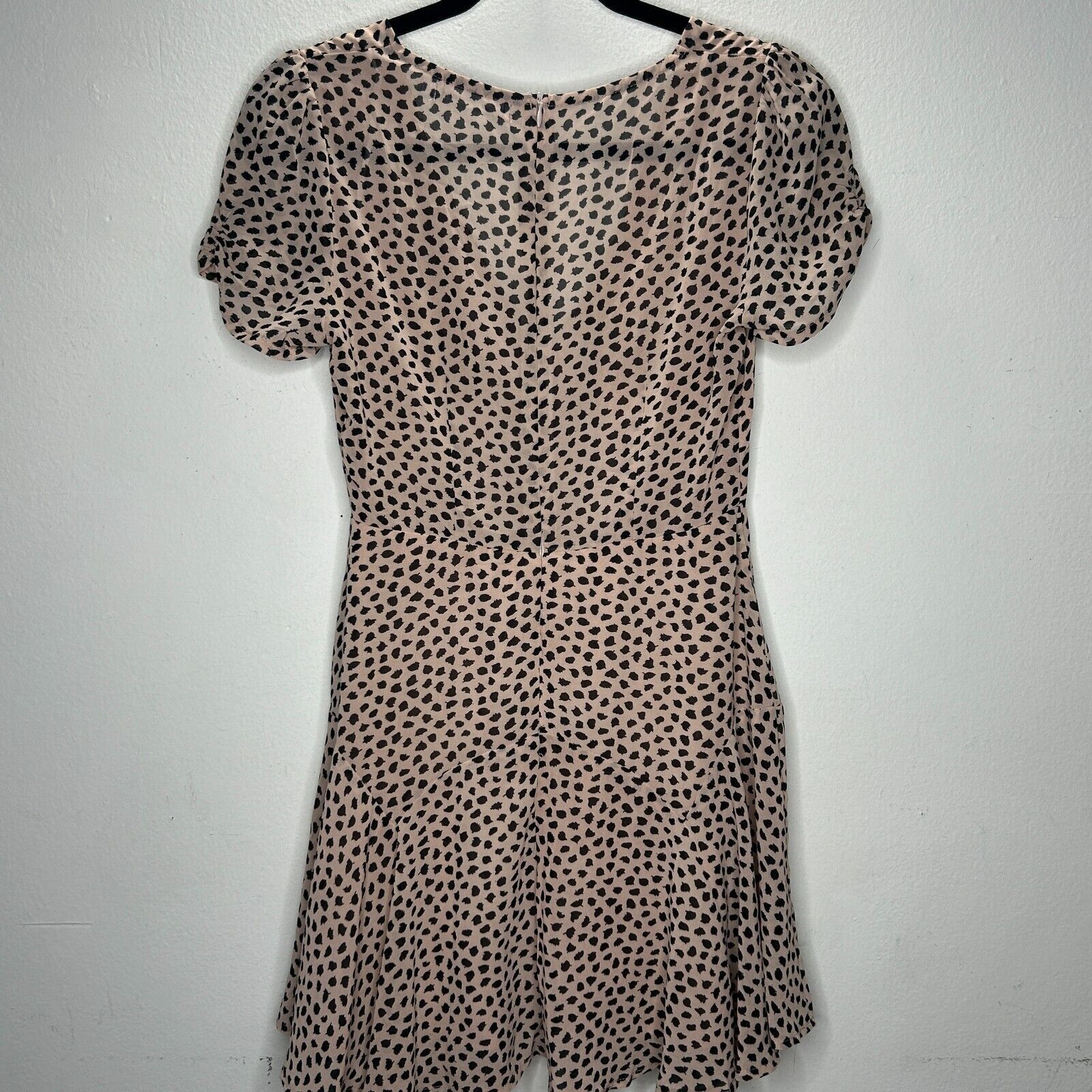 Other Morning Mist Peach Black Polka Dot VNeck Short Sleeve Dress Size S / US 4 / IT 40 - 2 Thumbnail