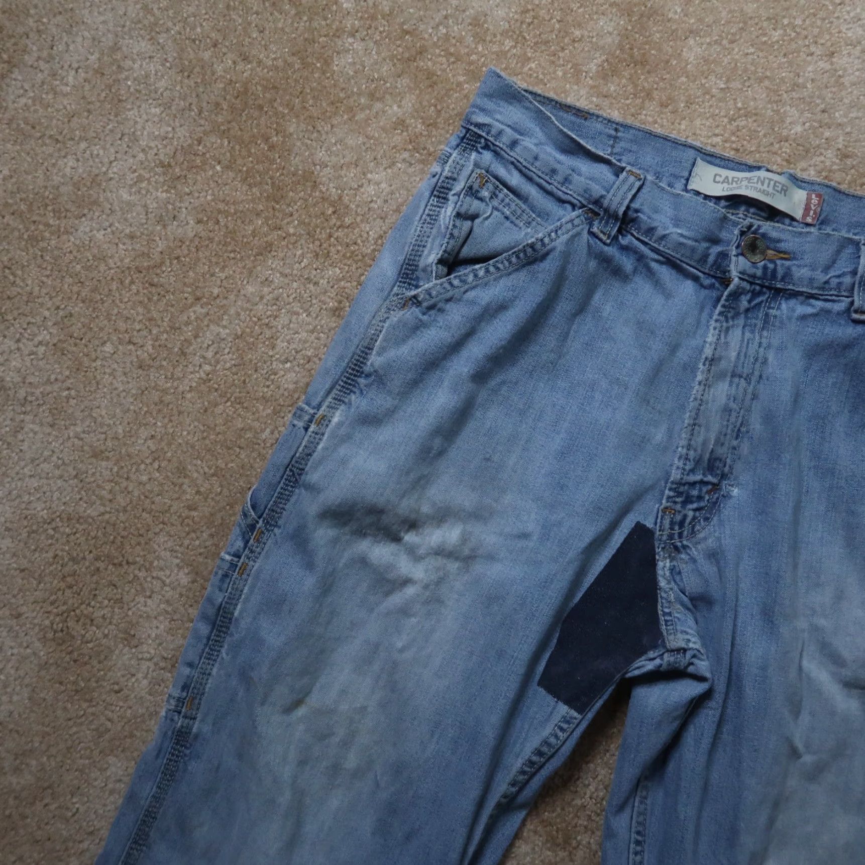Levi's VINTAGE Levi's Loose Carpenter Jeans Mens 32x28 Distressed Denim Skater Baggy Levi's 550 80s 90s Streetwear Mens Jeans Size US 32 / EU 48 - 2 Thumbnail