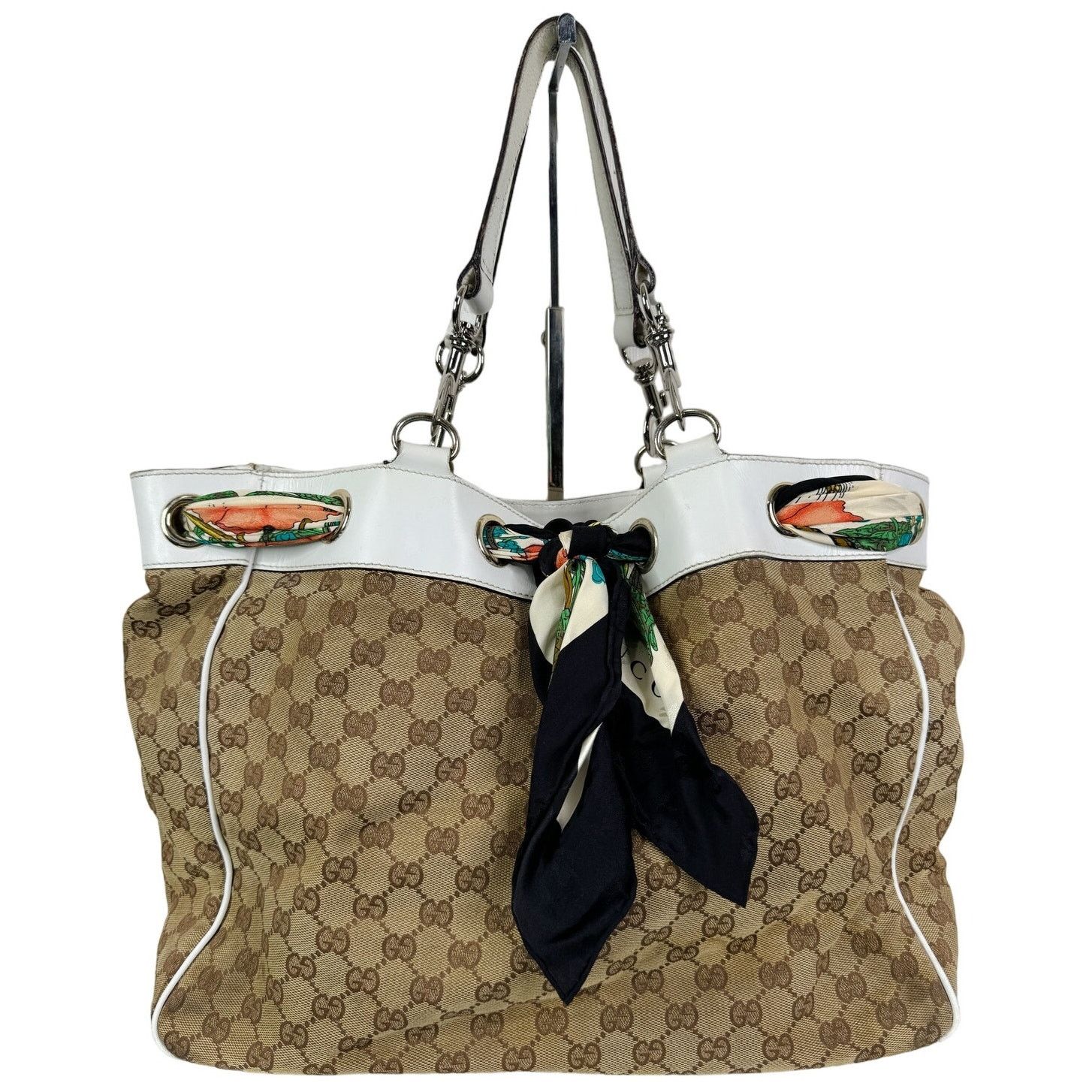 Gucci White Original GG Canvas Positano Tote