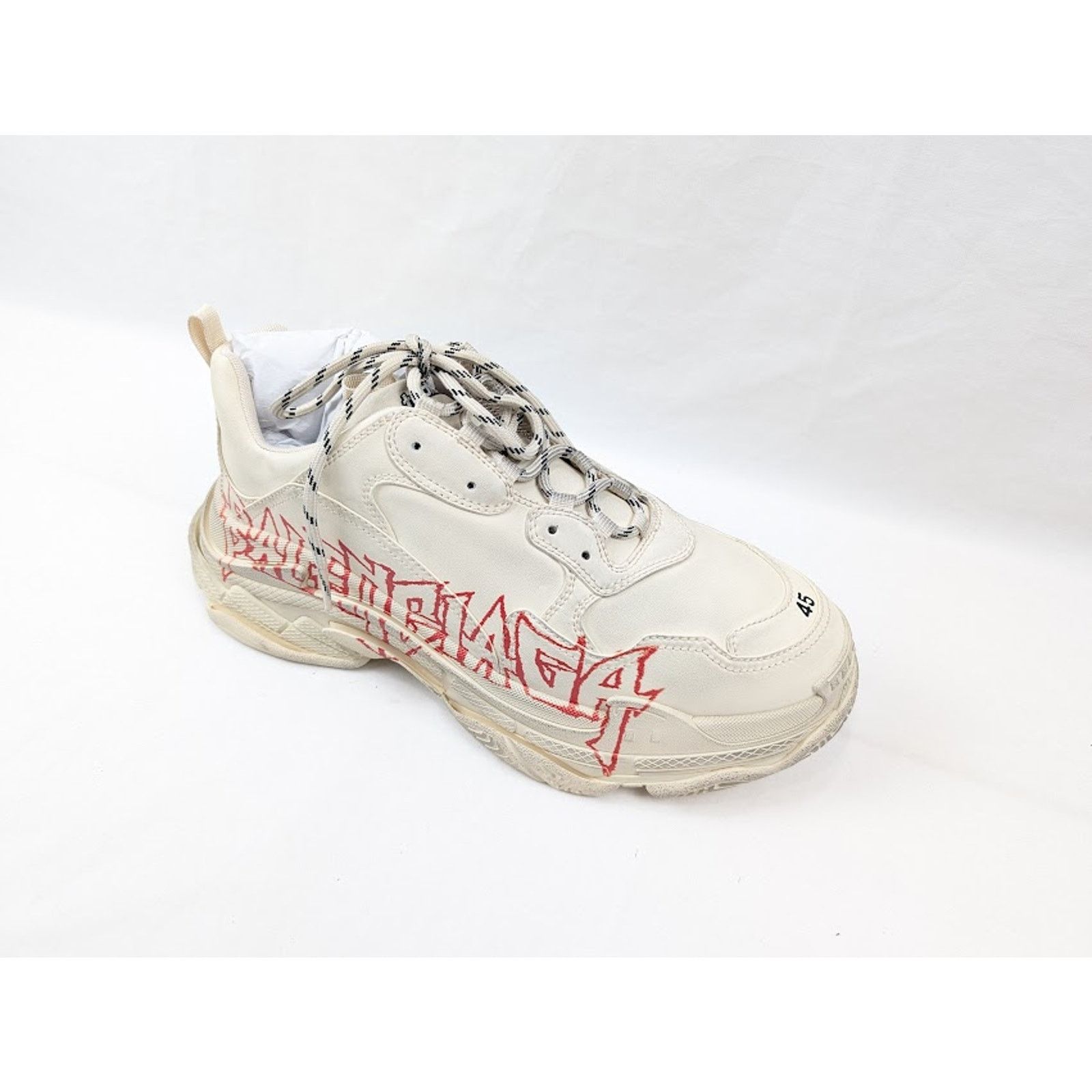 Balenciaga o1rshd1 Q:2 / Triple S Low-Top Sneakers in White/Red/Black Size US 10 / EU 43 - 2 Thumbnail