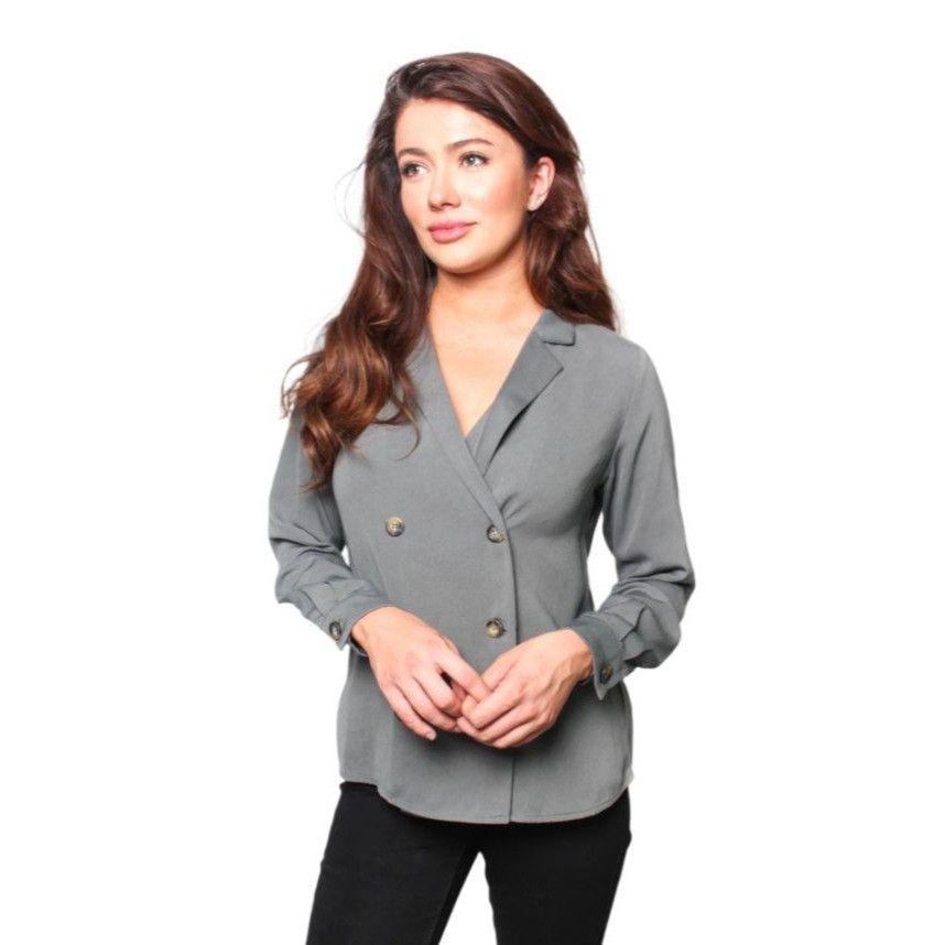 Other Elodie Womens Double-Breasted Blazer Jacket M Polyester Gree Size M / US 6-8 / IT 42-44 - 1 Thumbnail