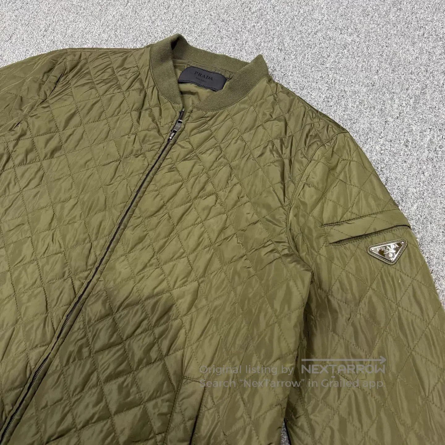 Prada Green Quilted Bomber Jacket Size M. Size US M / EU 48-50 / 2 - 3 Thumbnail