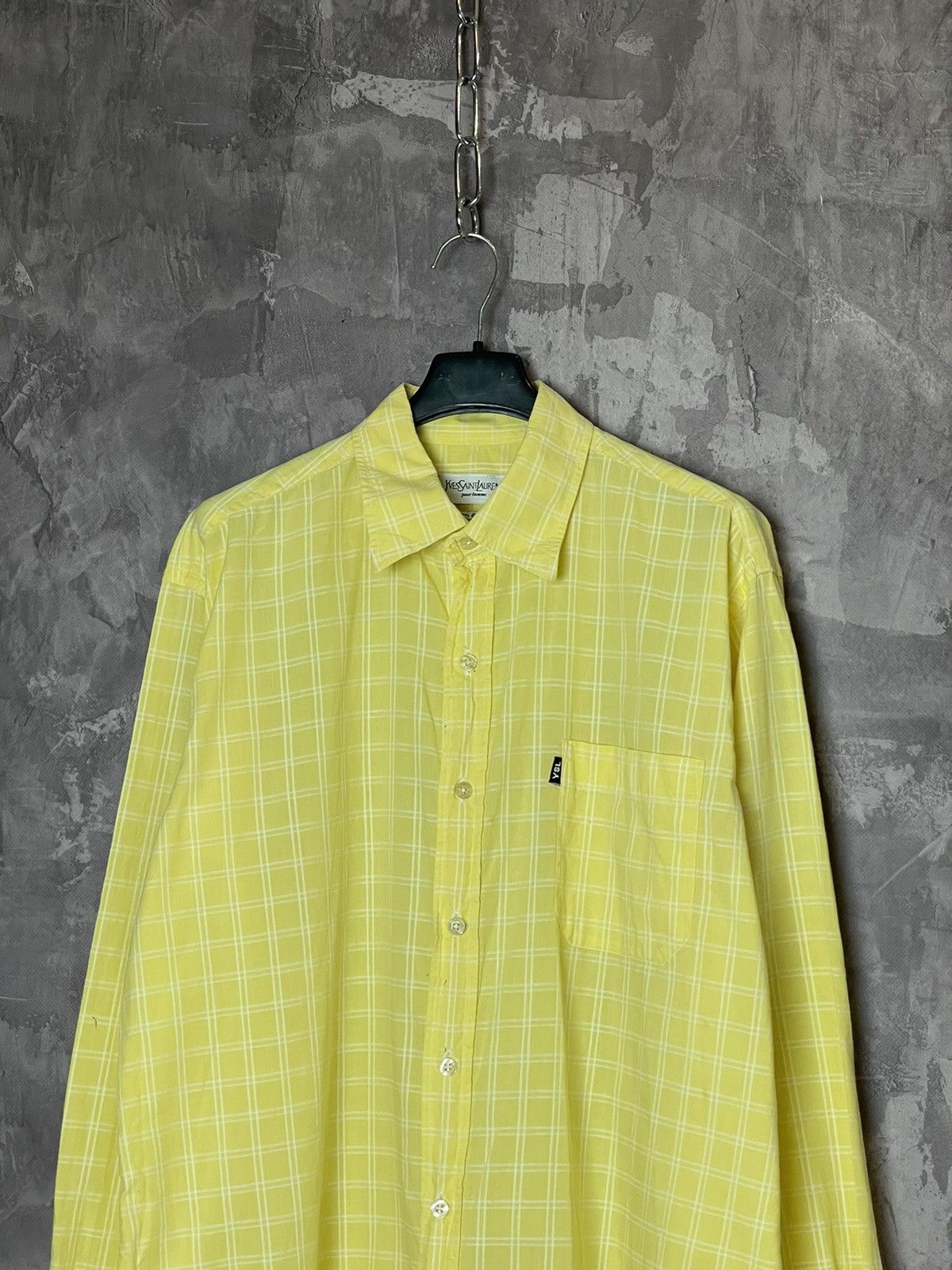 Vintage × Yves Saint Laurent Vintage Check Yves Saint Laurent Pour Homme Button Up Shirt Size US L / EU 52-54 / 3 - 2 Thumbnail