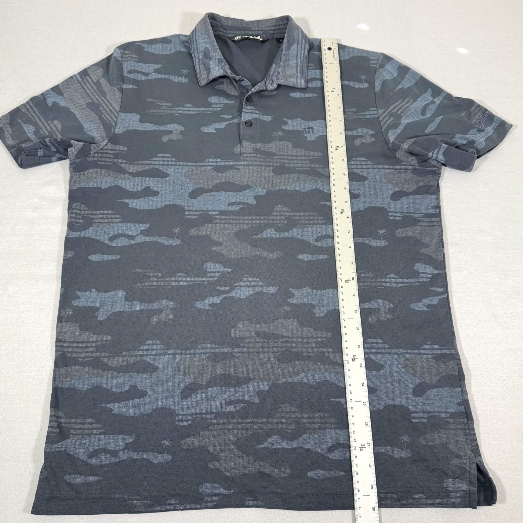 TravisMathew Travis Mathew Polo Shirt Mens XL Gray Blue Camouflage Golf Performance Athletic Short Sleeve Collared Logo Size US XL / EU 56 / 4 - 5 Thumbnail