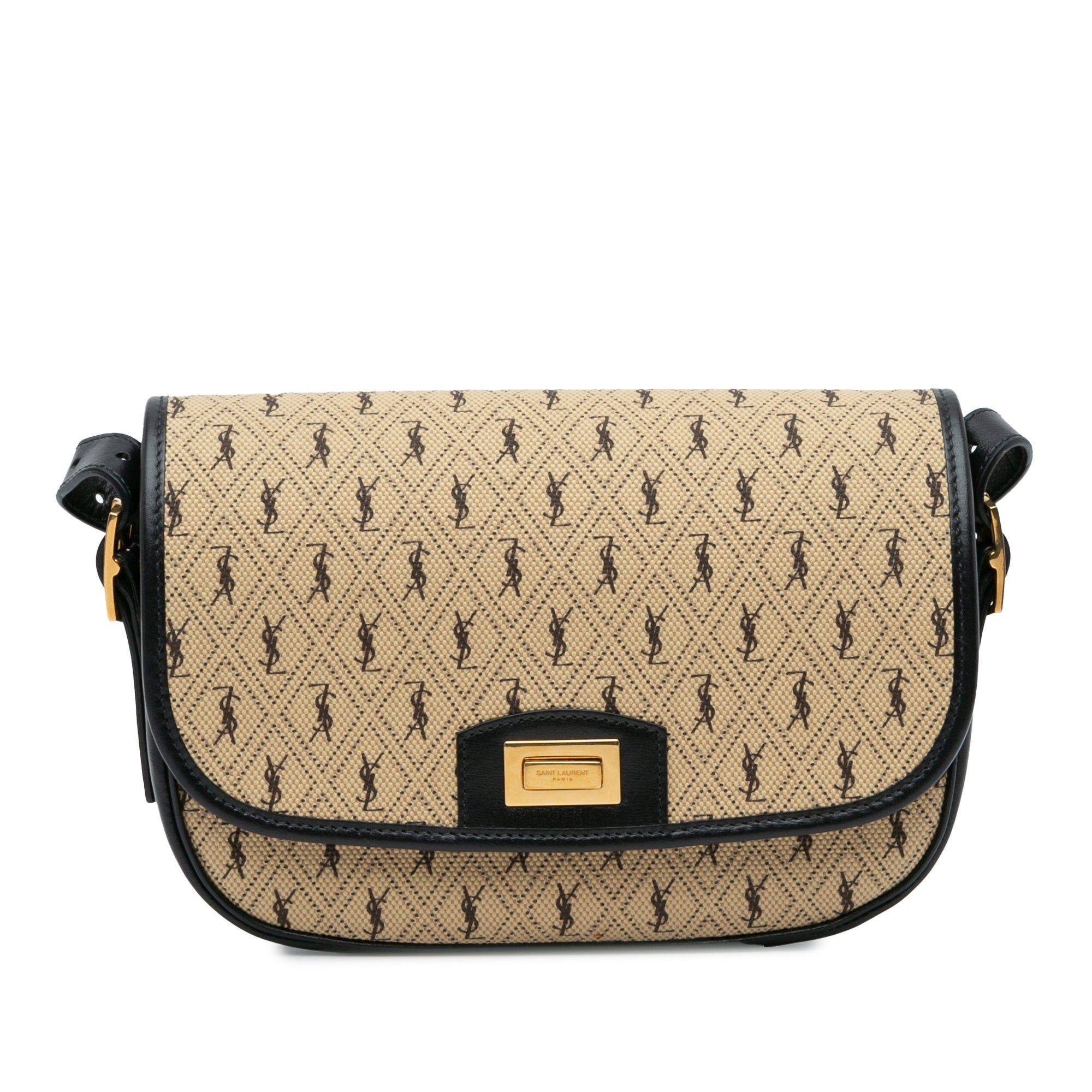 Saint Laurent Paris Saint Laurent Medium Canvas Monogram All Over Crossbody Brown Size ONE SIZE - 1 Thumbnail