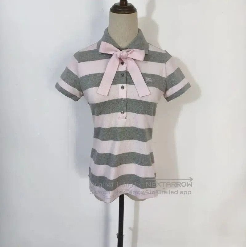 Burberry Burberry Pink Striped Cotton Polo T-Shirt. Size M / US 6-8 / IT 42-44 - 1 Thumbnail