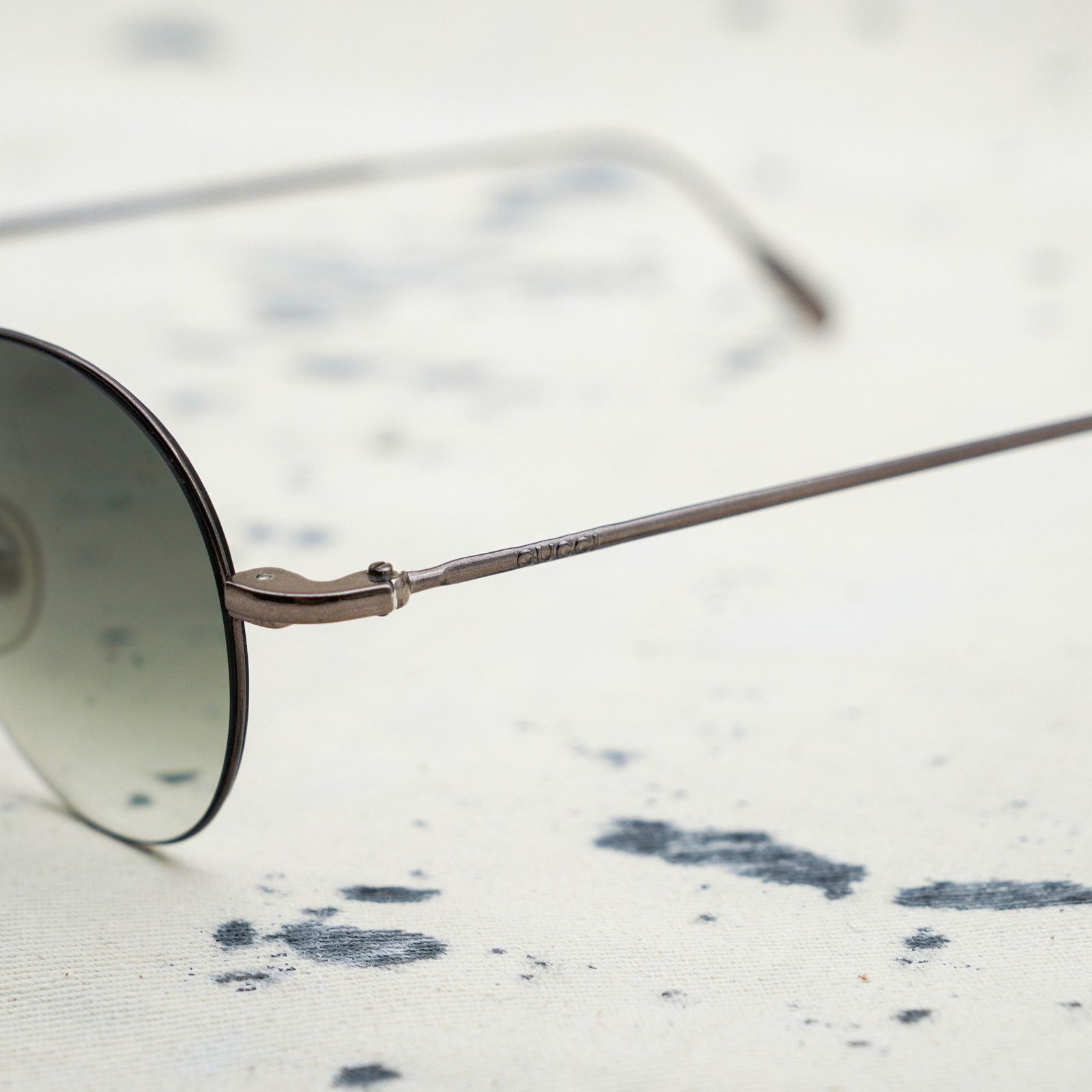 Vintage gucci gg 1299 silver slim gradient round sunglasses