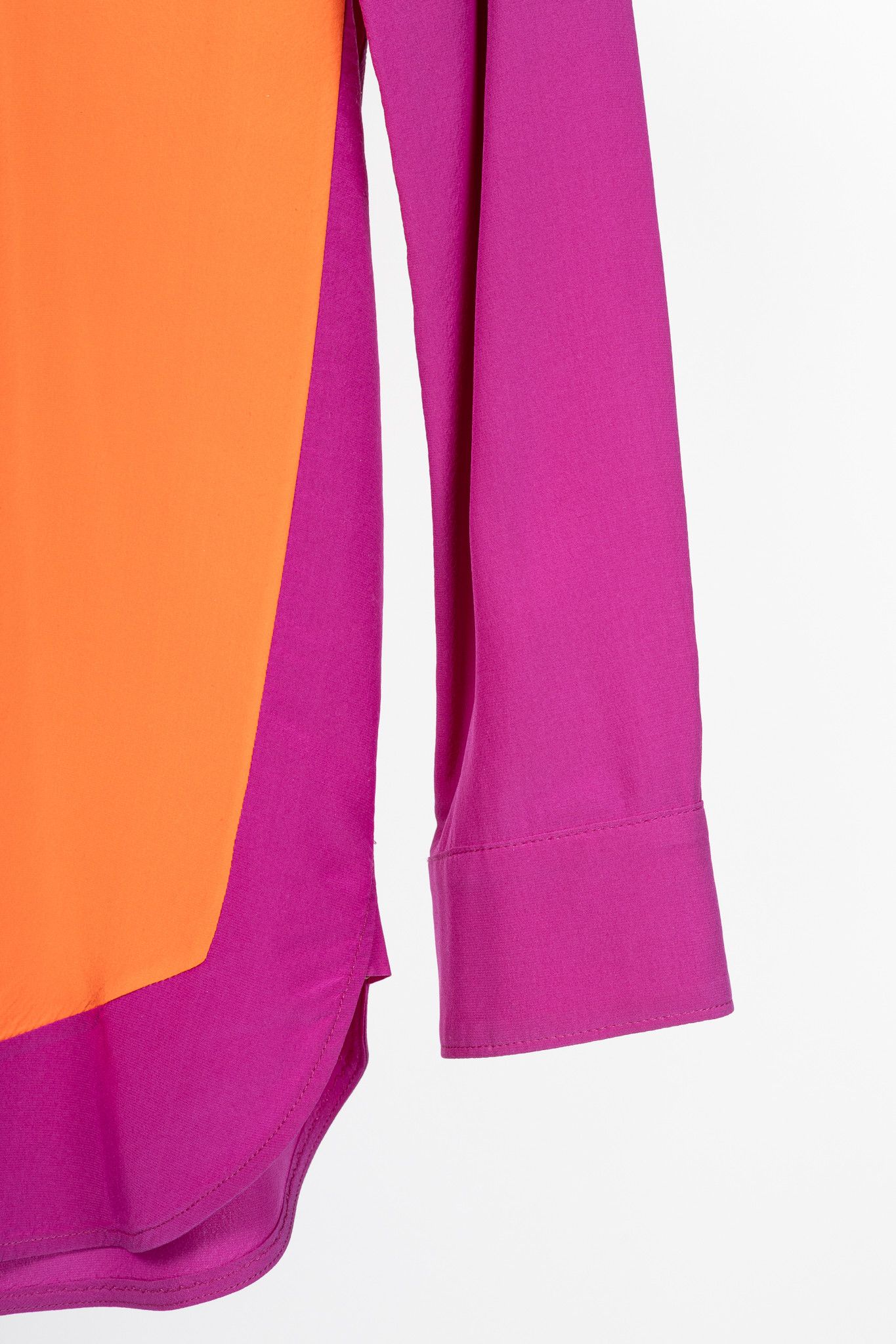 Celine Celine Fuchsia & Orange Colourblock Silk Buttoned Shirt Size L / US 10 / IT 46 - 6 Thumbnail