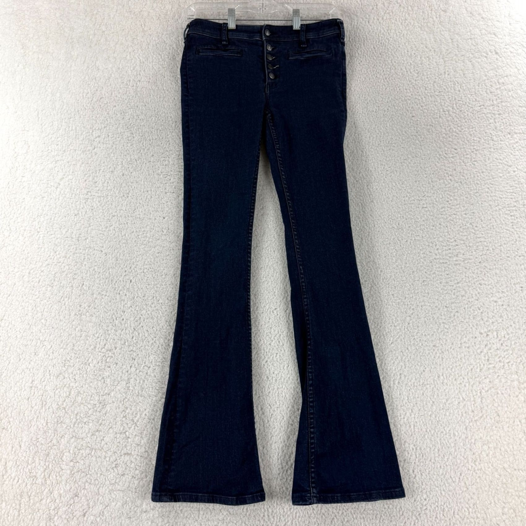 Free People Free People Kaye Flare Jeans Womens 25 Blue Denim Button Fly Mid Rise Boho Jeans Size 42" / US 20 - 2 Thumbnail