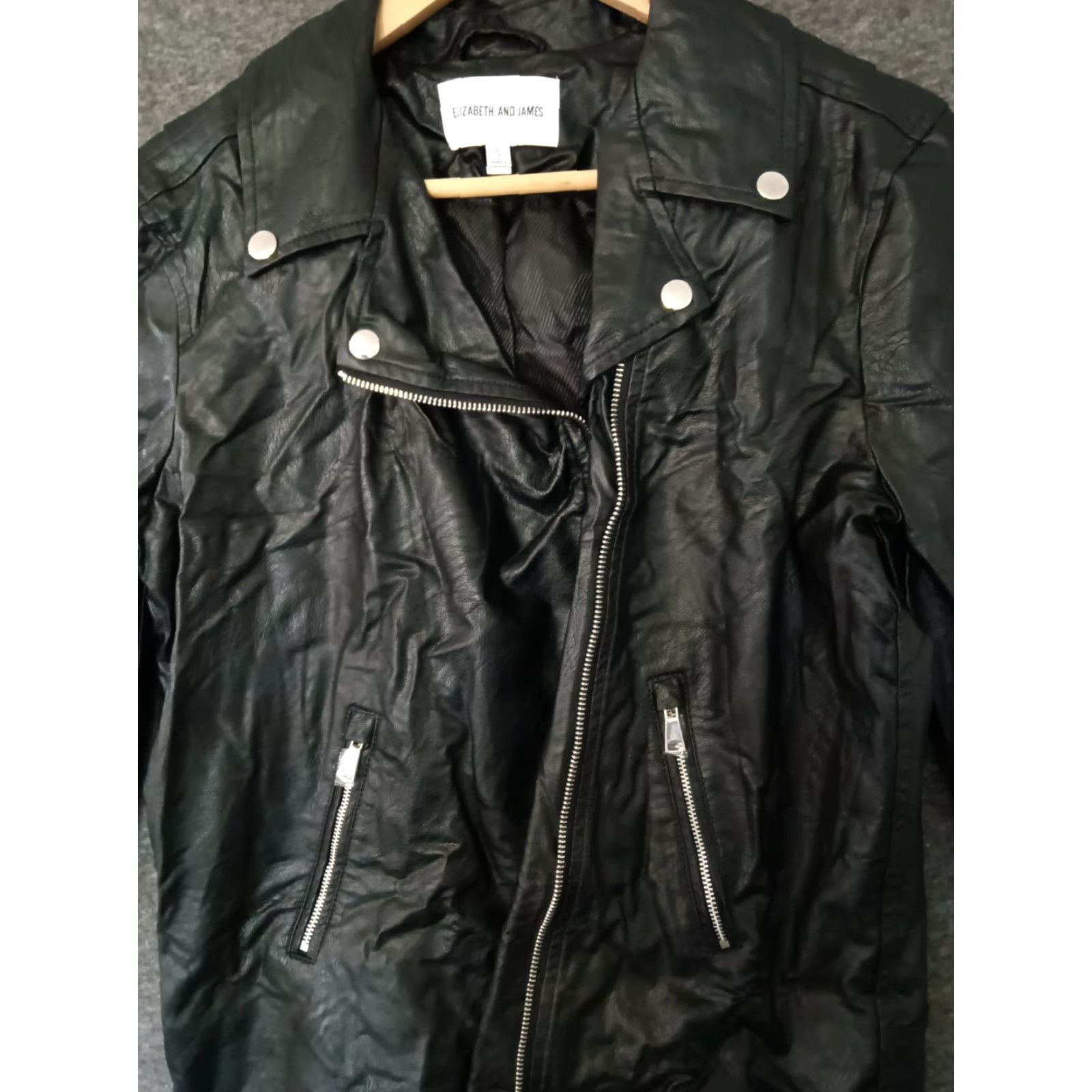 Elizabeth and James VINTAGE: Elizabeth and James Jacket Faux Leather Designer Moto Motorcycle Black S Women Size S / US 4 / IT 40 - 3 Thumbnail