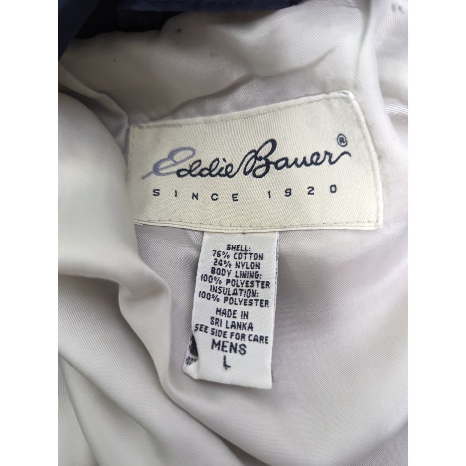 Eddie Bauer VINTAGE Eddie Bauer Jacket Mens Lined Blue 100% Cotton Full Zip Collared Bomber Large Size US L / EU 52-54 / 3 - 4 Thumbnail