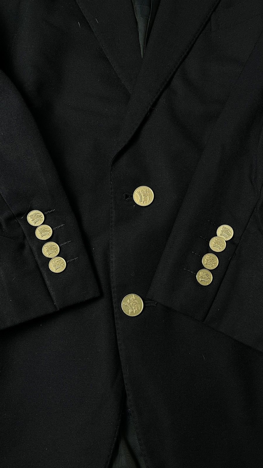 Burberry 80s Burberrys Black Tasmania Wool Blazer Size 44R - 5 Thumbnail