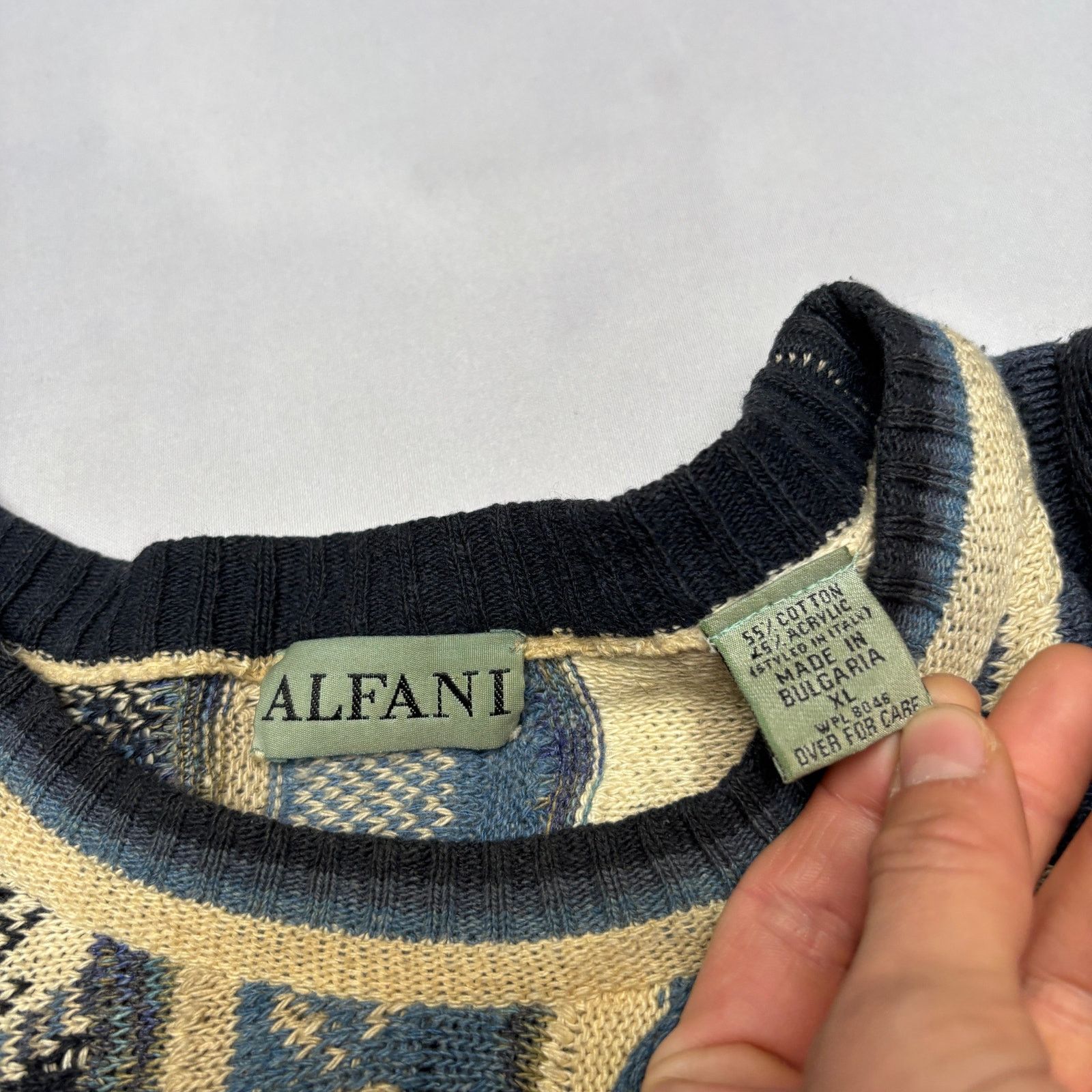 Alfani × Vintage Vintage Alfani 3D Chunky Dad Sweater Men's XL 90s Hip Hop Size US XL / EU 56 / 4 - 4 Thumbnail