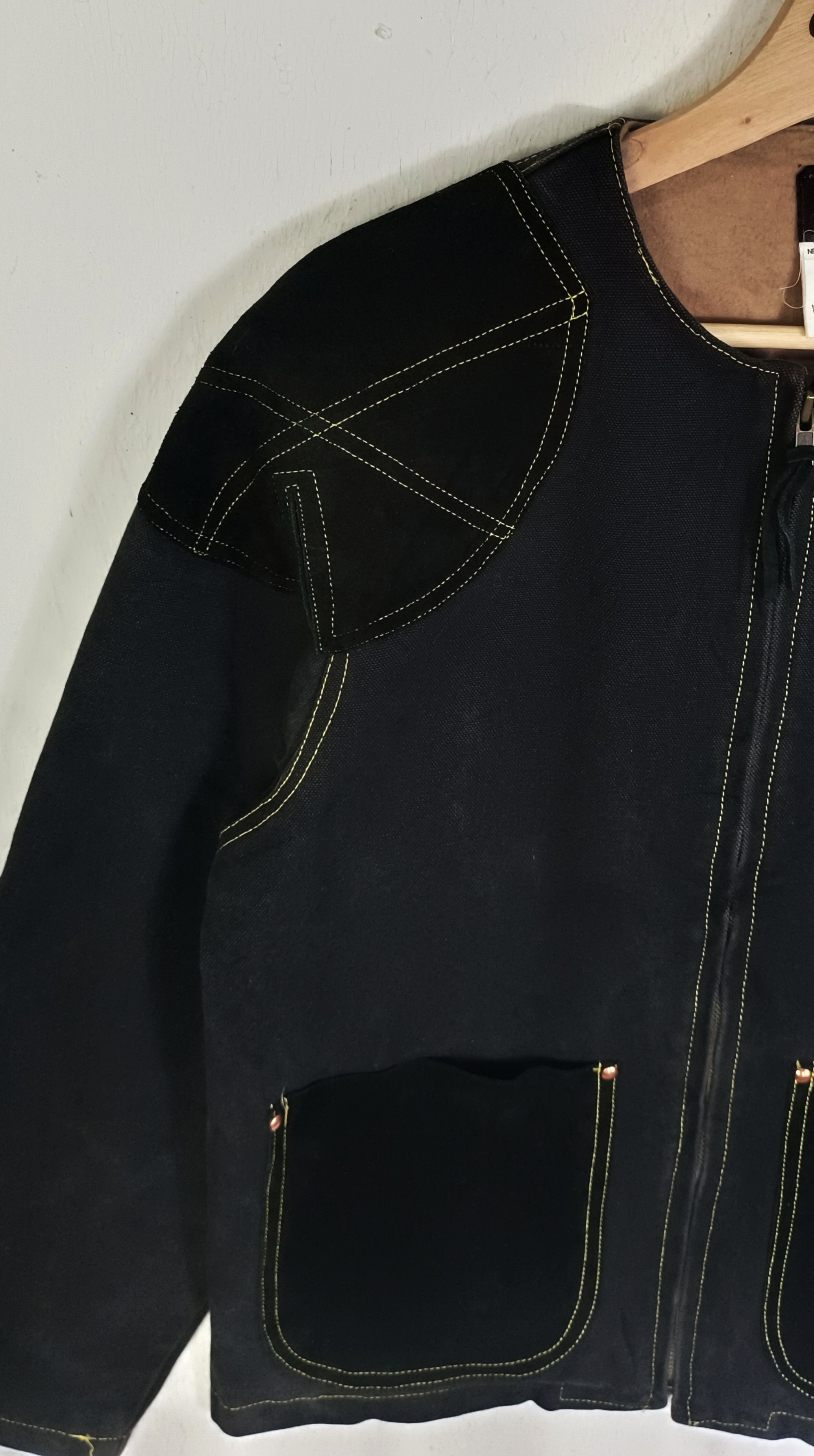 Nepenthes Nepenthes Woggs Denim Jacket With Leather Pacthwork Size US L / EU 52-54 / 3 - 6 Thumbnail