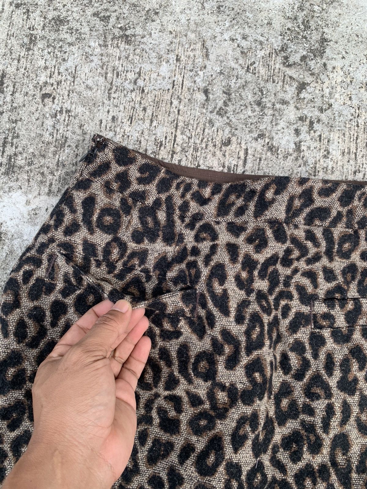 Japanese Brand × MOUSSY Moussy wool loepard print mini skirt Size 28" / US 6 / IT 42 - 3 Thumbnail