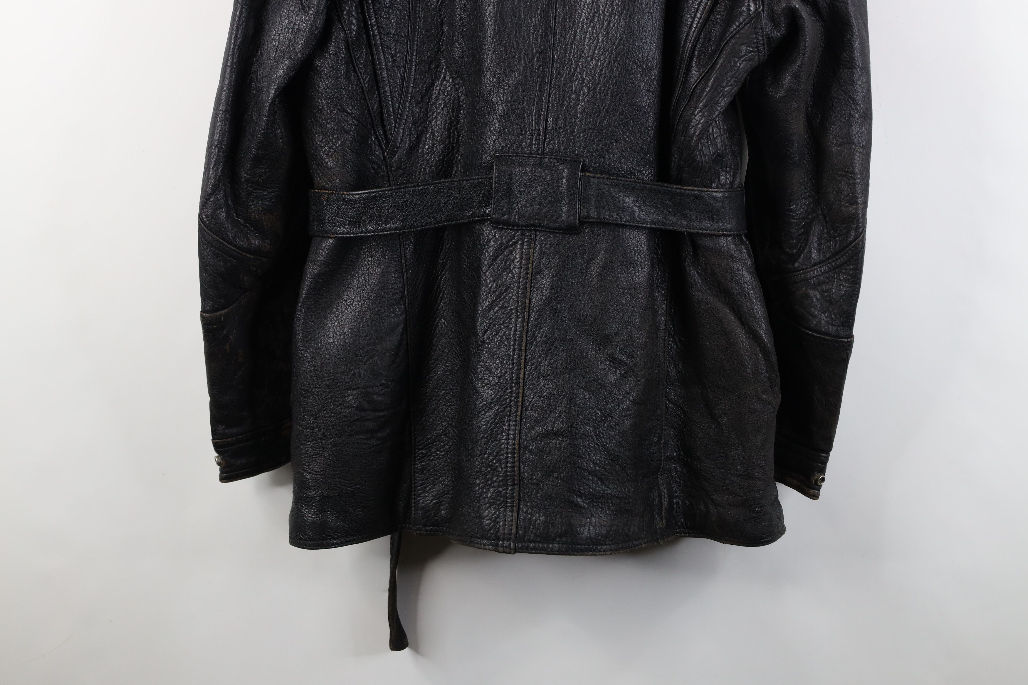 Vintage Vintage 80s 90s Streetwear Belted Leather Trench Coat Jacket Size US XL / EU 56 / 4 - 15 Thumbnail