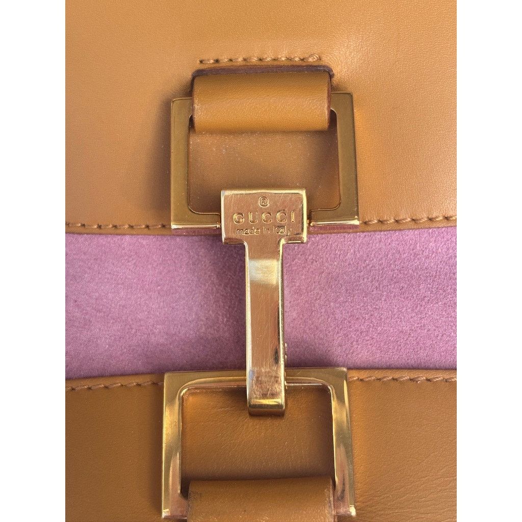 Gucci GUCCI Jackie Shoulderbag Half Moon Pink Suede Tan Leather Size ONE SIZE - 3 Thumbnail