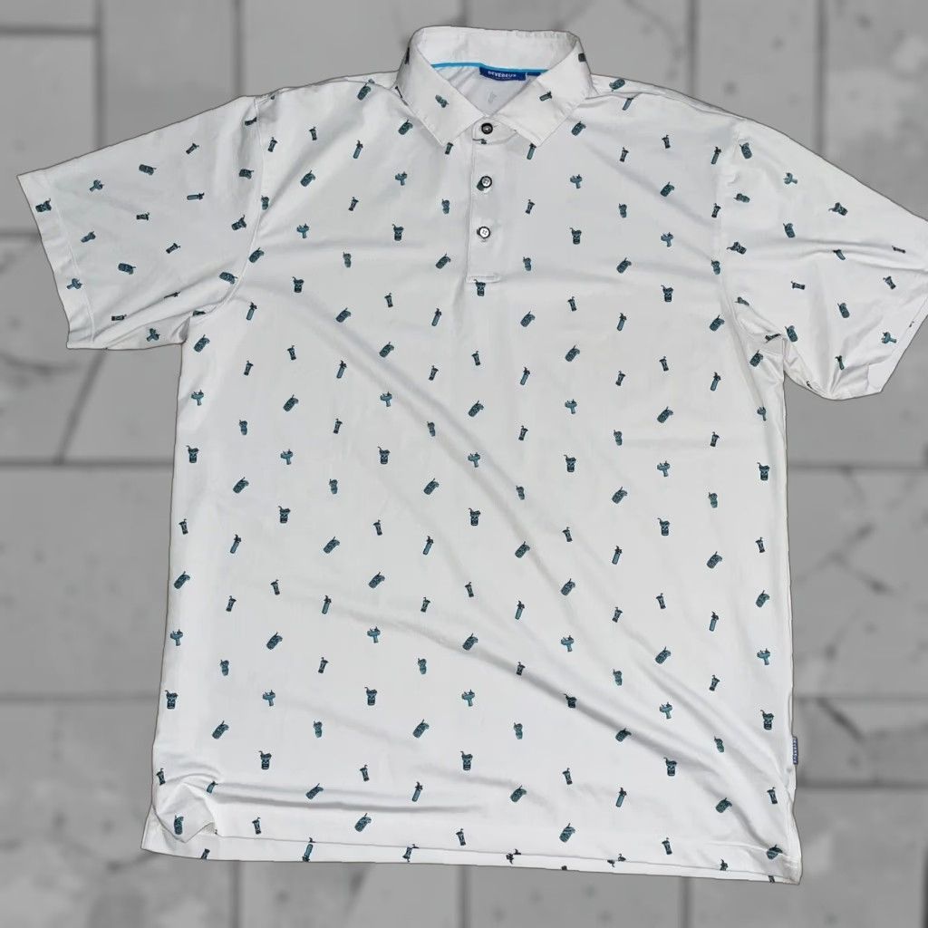 Vintage VINTAGE Devereux Tiki Mug Print Polo Shirt Men XL Short Sleeve White Casual Size US XL / EU 56 / 4 - 1 Thumbnail