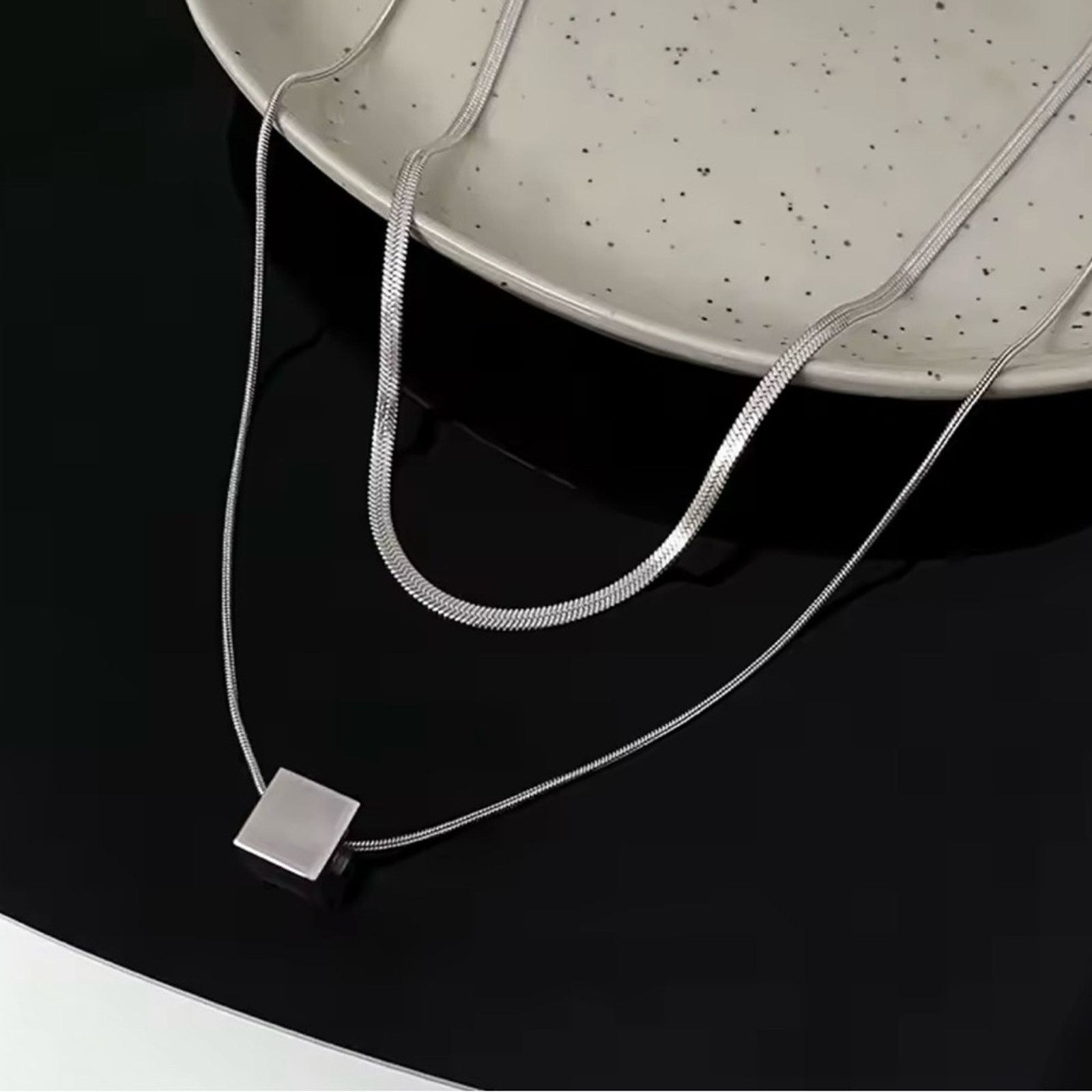 Other Minimalist Silver Double-layered Chain Necklace Women 18” Size ONE SIZE - 2 Thumbnail