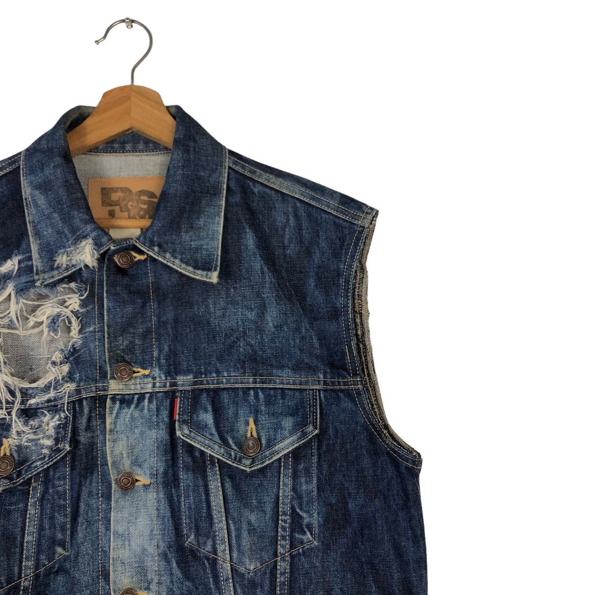 Japanese Brand 🔥Vintage Denim Tank Top Trucker Cafe Racer RSM Issey Miyake Size US M / EU 48-50 / 2 - 6 Thumbnail