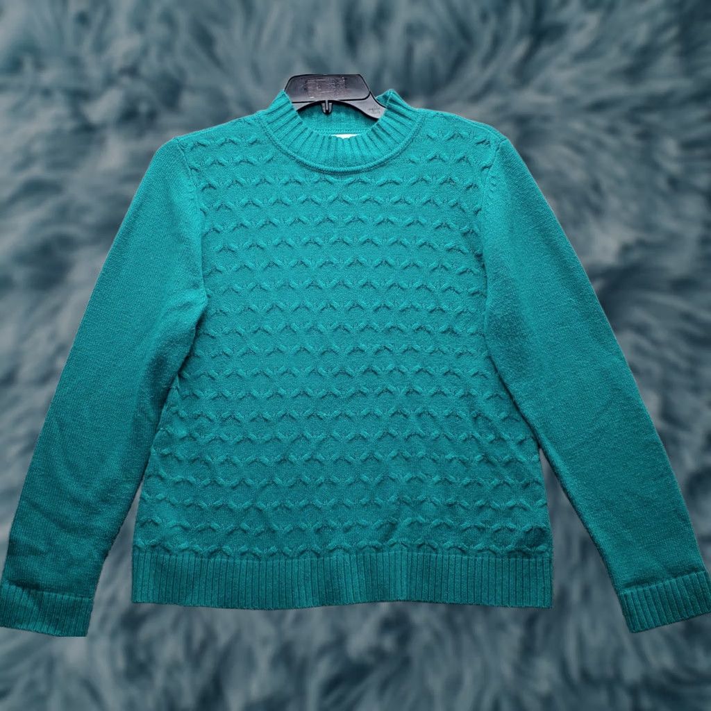 Vintage Sag Harbor Womens Large Green Knit Raglan Sleeve Crew Neck Pullover Sweater Size L / US 10 / IT 46 - 1 Thumbnail