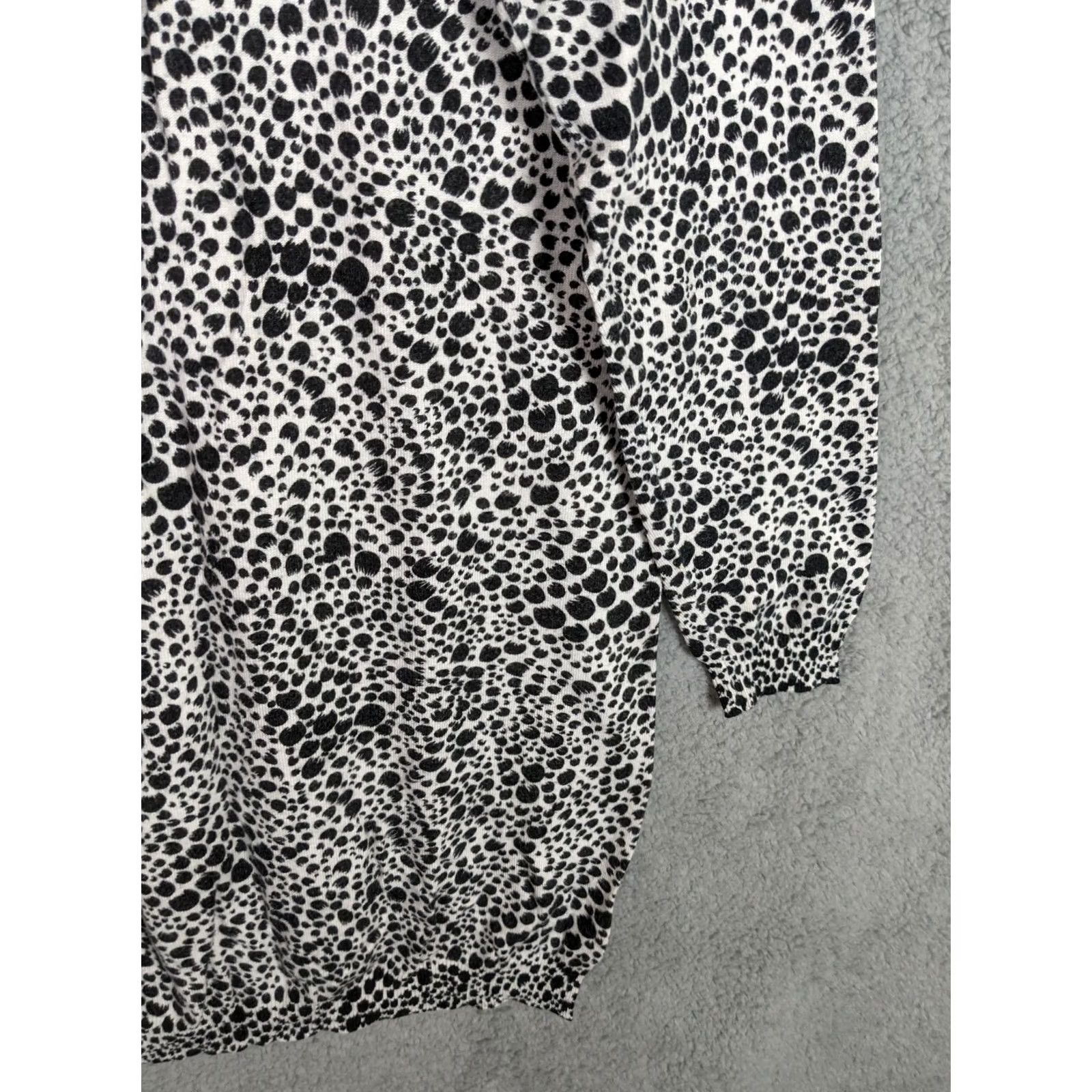 Marks & Spencer Marks & Spencer Women’s Black White Printed 3/4 Sleeve Sweater Sz US 14 UK18 Plus Size Multicolor Animal Print Knitted Pullover Womens Size XL / US 12-14 / IT 48-50 - 4 Thumbnail