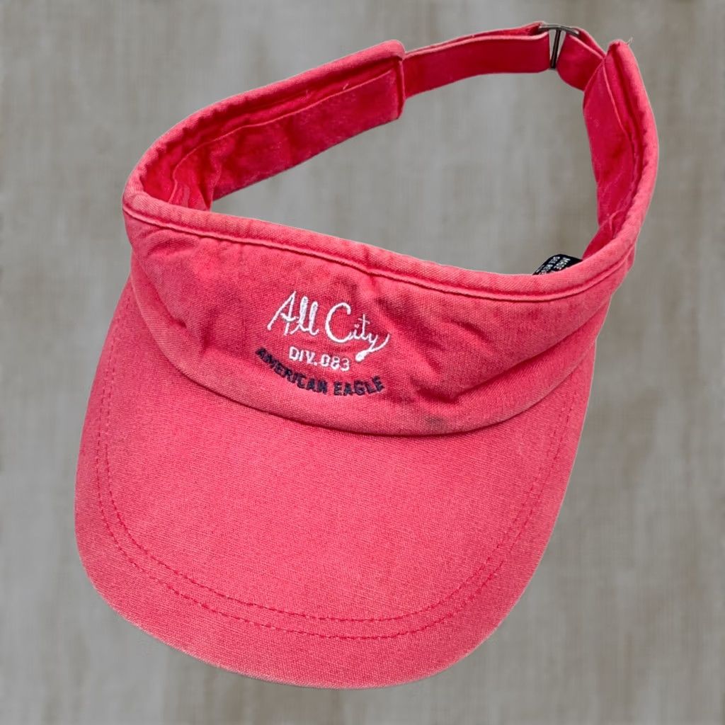 American Eagle Outfitters VINTAGE American Eagle Visor Hat Cap Womens One Size Pink Faded Embroidered Y2K Tennis Strap Back Sun Visor Size ONE SIZE - 1 Thumbnail