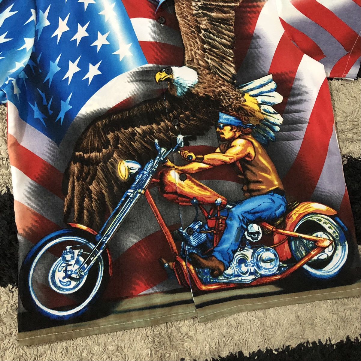 Japanese Brand Vintage Sapphire Lounge American Flag Eagle Motorcycle Biker Size US L / EU 52-54 / 3 - 4 Thumbnail