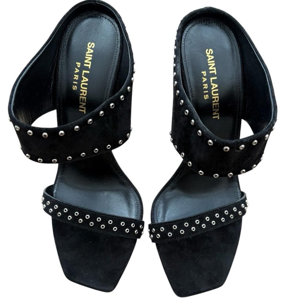 Yves Saint Laurent Saint Laurent Leather Mica 105 Stud Mule Black Size 6.5 Size US 6.5 / IT 36.5 - 3 Thumbnail