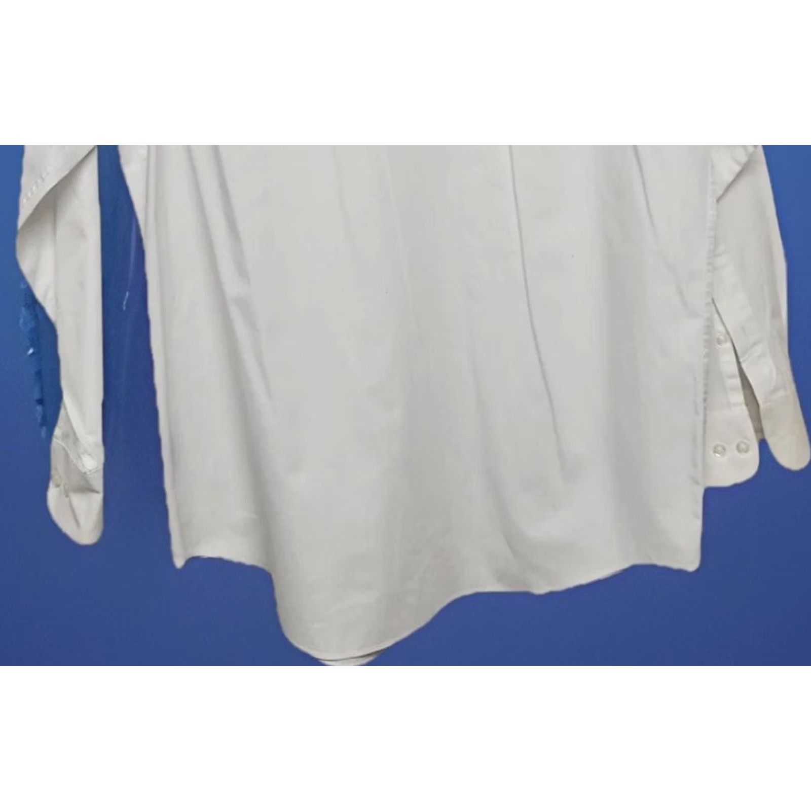 Croft & Barrow Croft & Barrow White Dress Shirt Men’s M 15-15.5 Classic Fit Button Down Shirt Regular Sleeve Long Button-Up Cotton Polyester Solid White Mens Size 40R - 6 Thumbnail