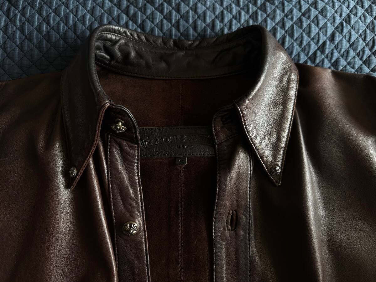 Chrome Hearts 1/1 2002 Custom Order Chrome Hearts Brown Leather Shirt sz S Size US S / EU 44-46 / 1 - 3 Thumbnail