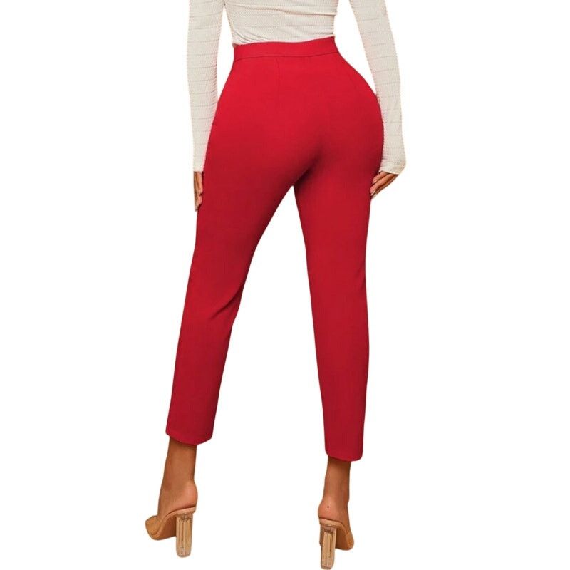 Shein Front Stitch Line Fashion Ankle Pants in Red, Size M Size 30" / US 8 / IT 44 - 2 Thumbnail