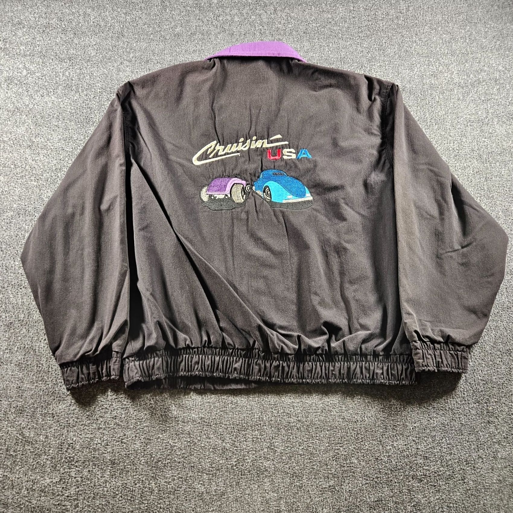 Vintage VINTAGE Nemesis Cruisin USA Car Jacket Embroidered Black 90s Bomber Jacket XL Men Size US XL / EU 56 / 4 - 3 Thumbnail