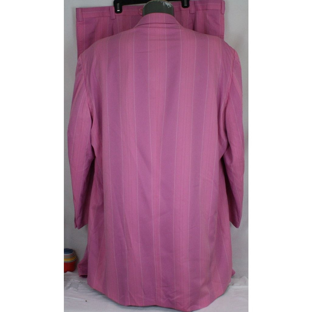 Falcone Vintage Falcone Pink Pinstripe Zoot Suit Mens 58L 46x31 Size 54L - 4 Thumbnail