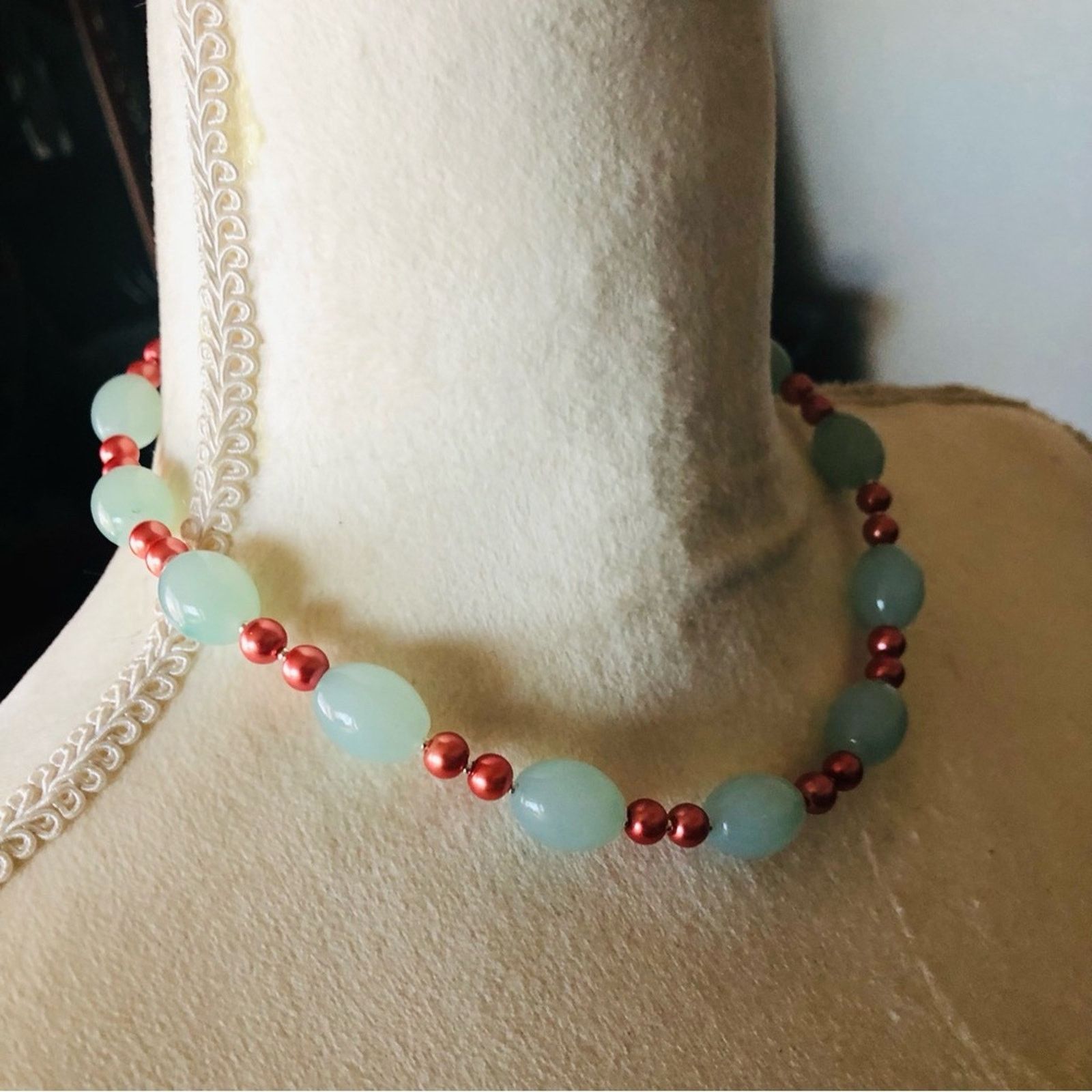 Handmade Handcrafted repurpose barrel opalite Pearl necklace Size ONE SIZE - 3 Thumbnail