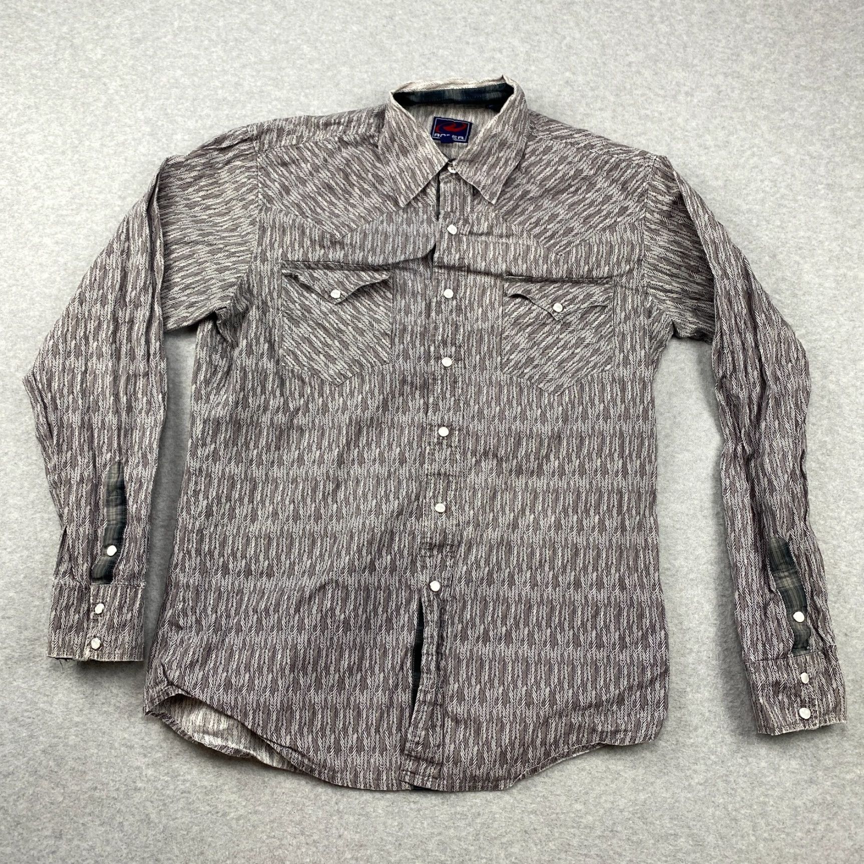 Roper Roper Button-Up Shirt Geometric Mens M Brown Pearl Snap Long Sleeve Western Shirt Size US M / EU 48-50 / 2 - 2 Thumbnail