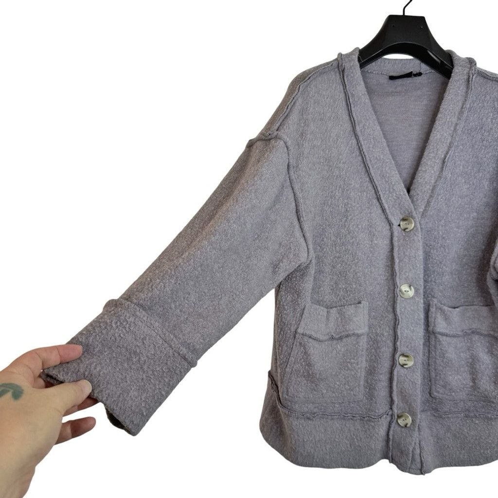 Urban Outfitters OUT FROM UNDER UO Women Lavender Oversized Fleece Cardigan S Size S / US 4 / IT 40 - 2 Thumbnail