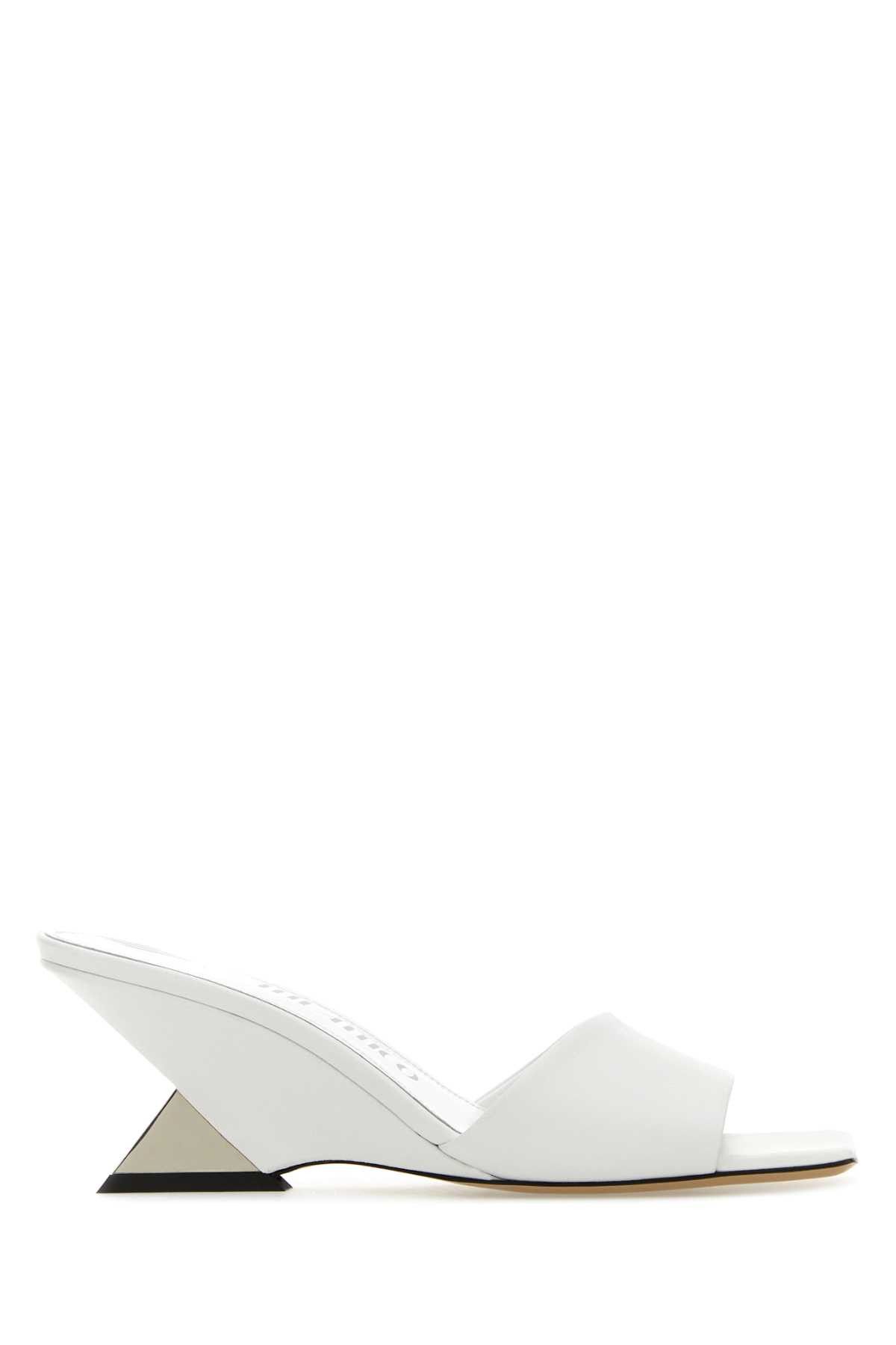 image of The Attico White Leather Cheope Mule Shoess Shoes, Women's (Size 8)
