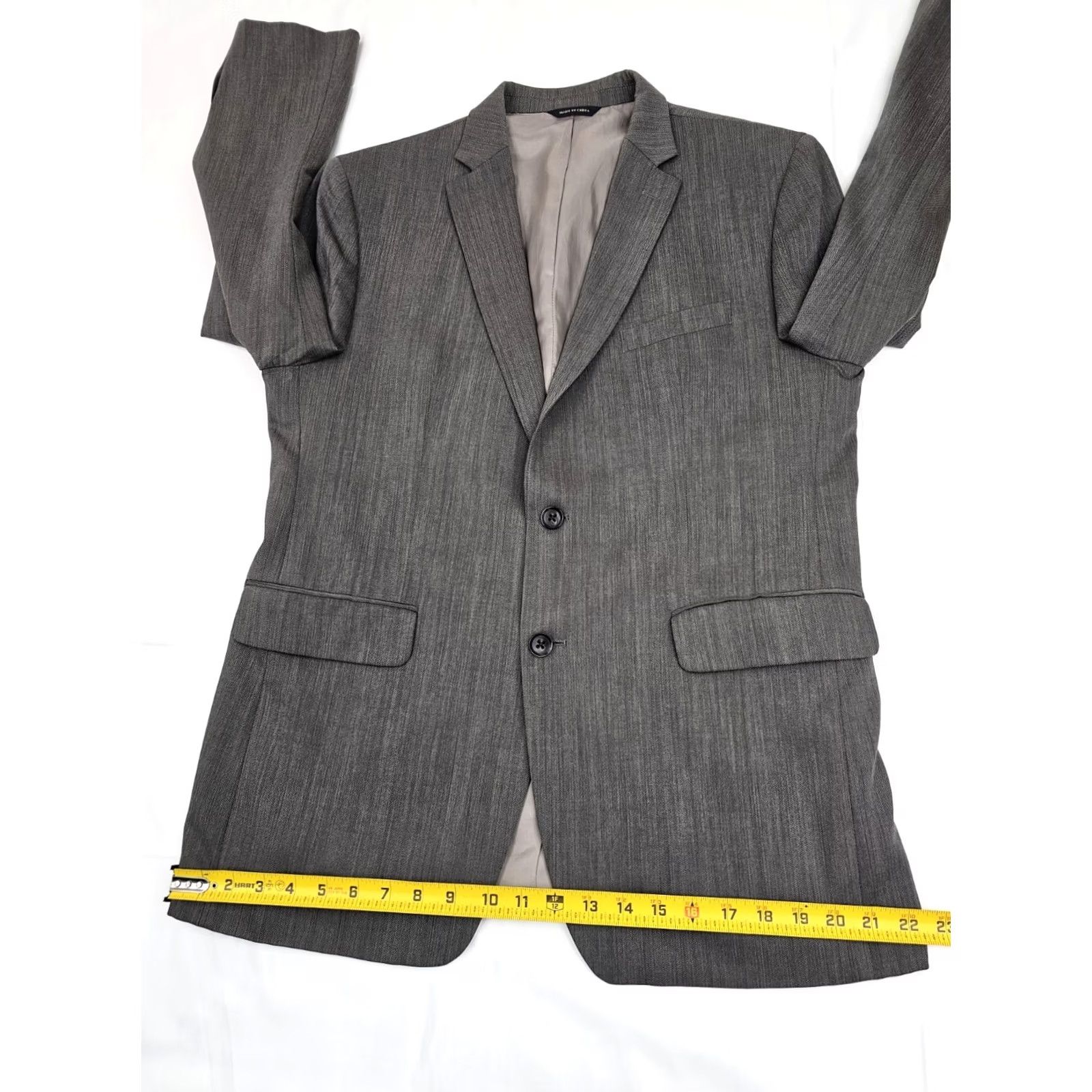 Banana Republic VINTAGE Banana Republic Modern Fit Herringbone Wool Suit Jacket Men 42R Gray Lined EUC Size 42R - 6 Thumbnail