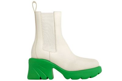image of Bottega Veneta O1Loc1C0224 Flash Shearling Ankle Boots In White Green, Women's (Size 8)