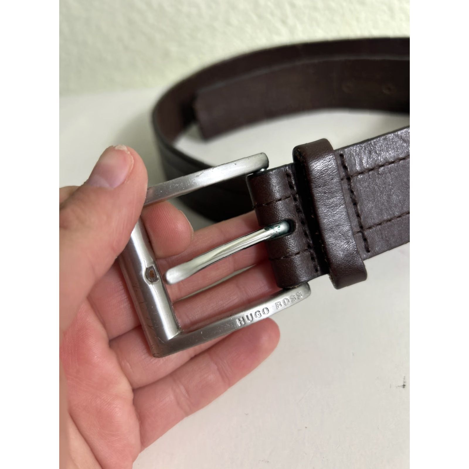 Hugo Boss HUGO BOSS Belt Leather Cow Skin Brown 30 Men Leather Belt Brown Hugo Boss Mens 30 Size 30 - 2 Thumbnail