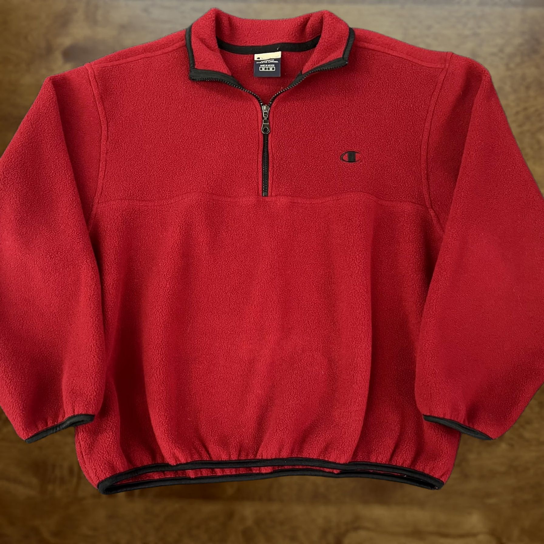 Champion Champion Sweatshirt Pullover Mens M Red 1/4 Zip Fleece Casual Athletic Size US M / EU 48-50 / 2 - 1 Thumbnail