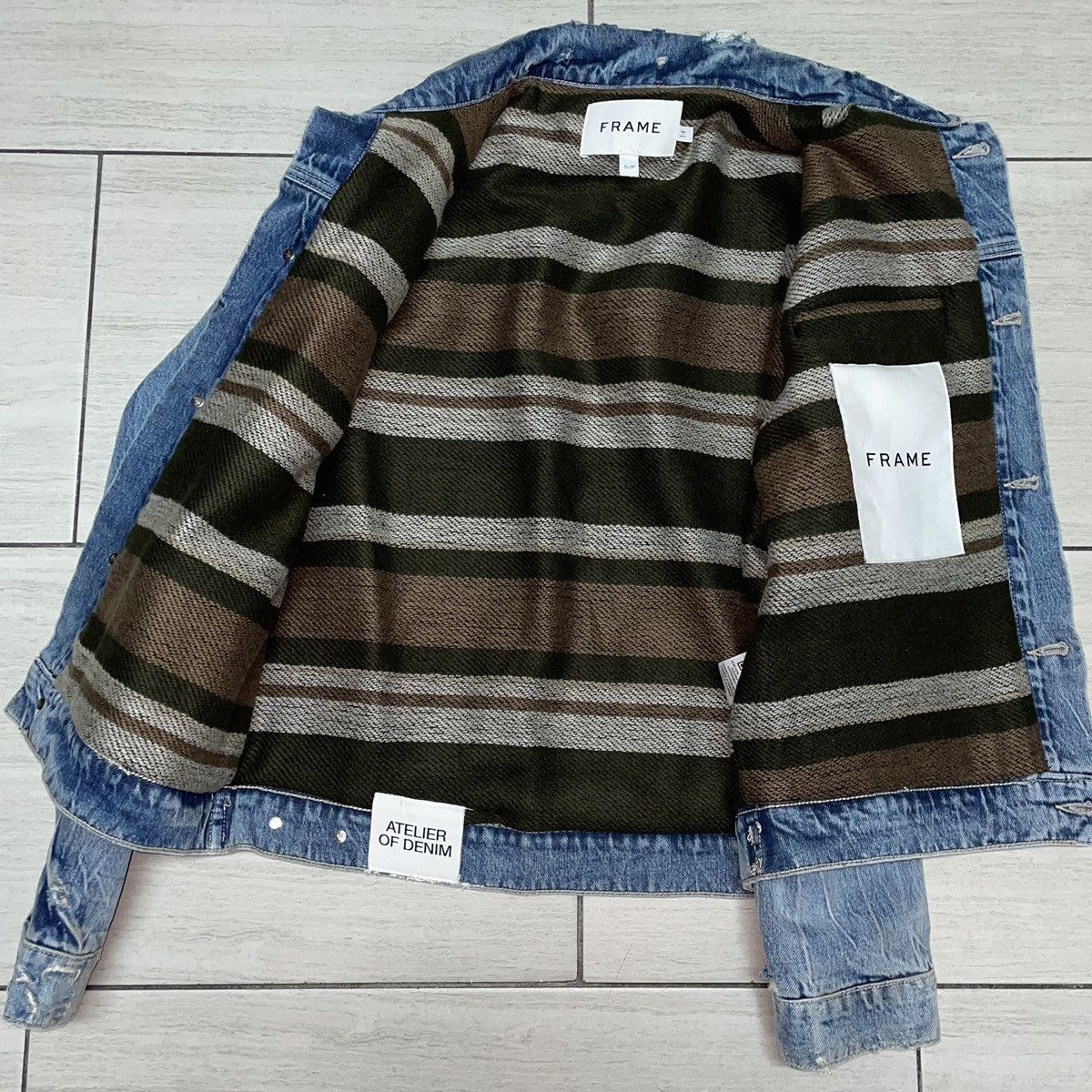 Frame Frame Type 2 Distressed Denim Jacket Blanket Lined Size US S / EU 44-46 / 1 - 10 Thumbnail