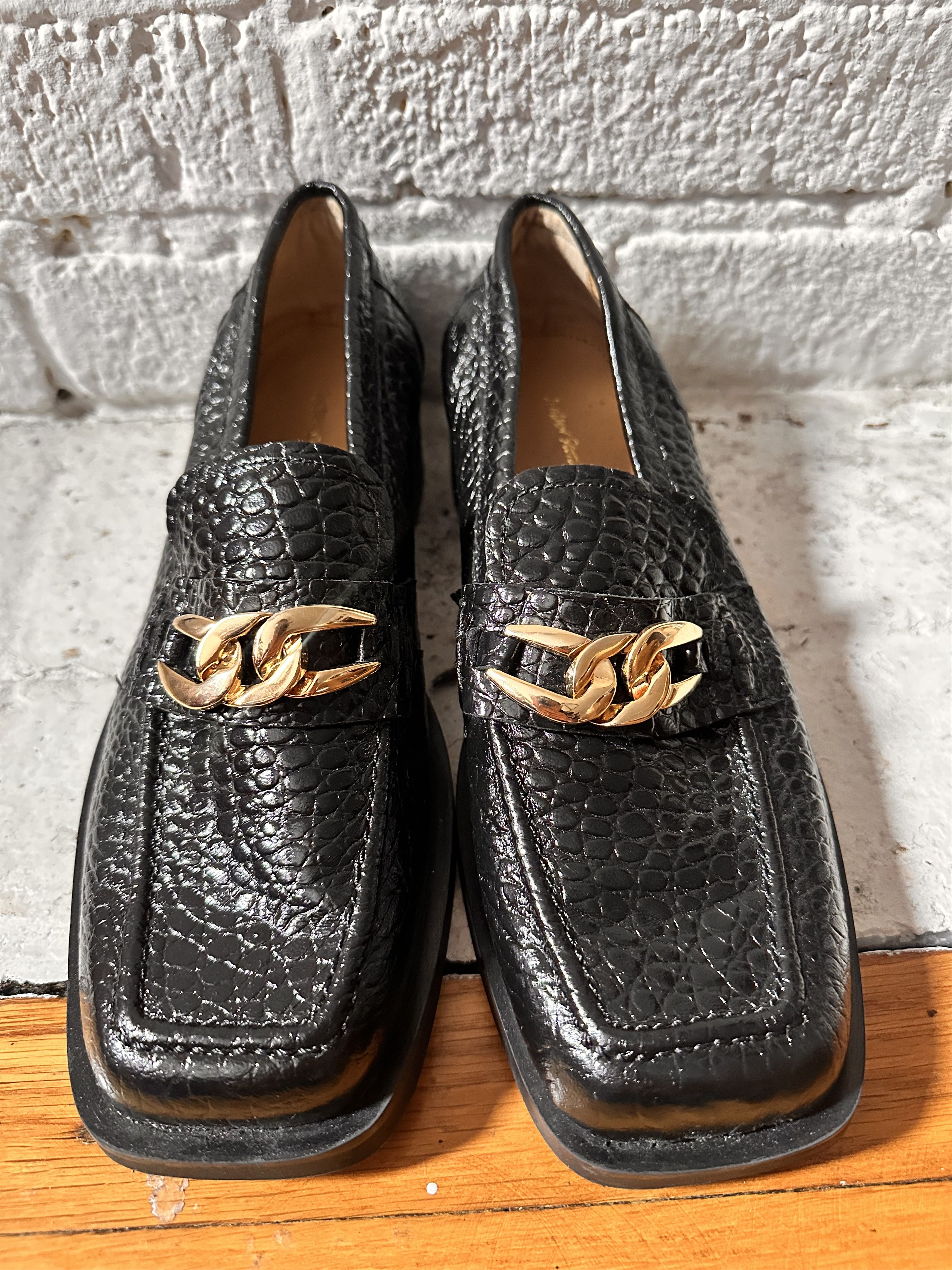 & OTHER STORIES BLACK SQUARED TOE LOAFERS_ 40EU/9US