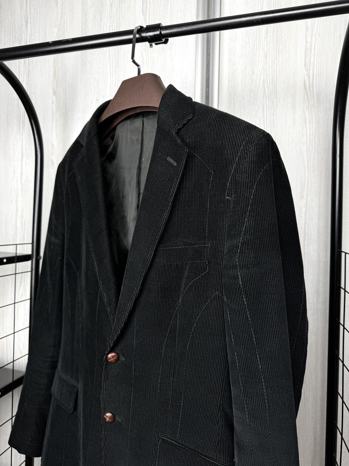Dolce & Gabbana Dolce & Gabbana black corduroy leather buttons blazer sz 48 Size 38R - 4 Thumbnail