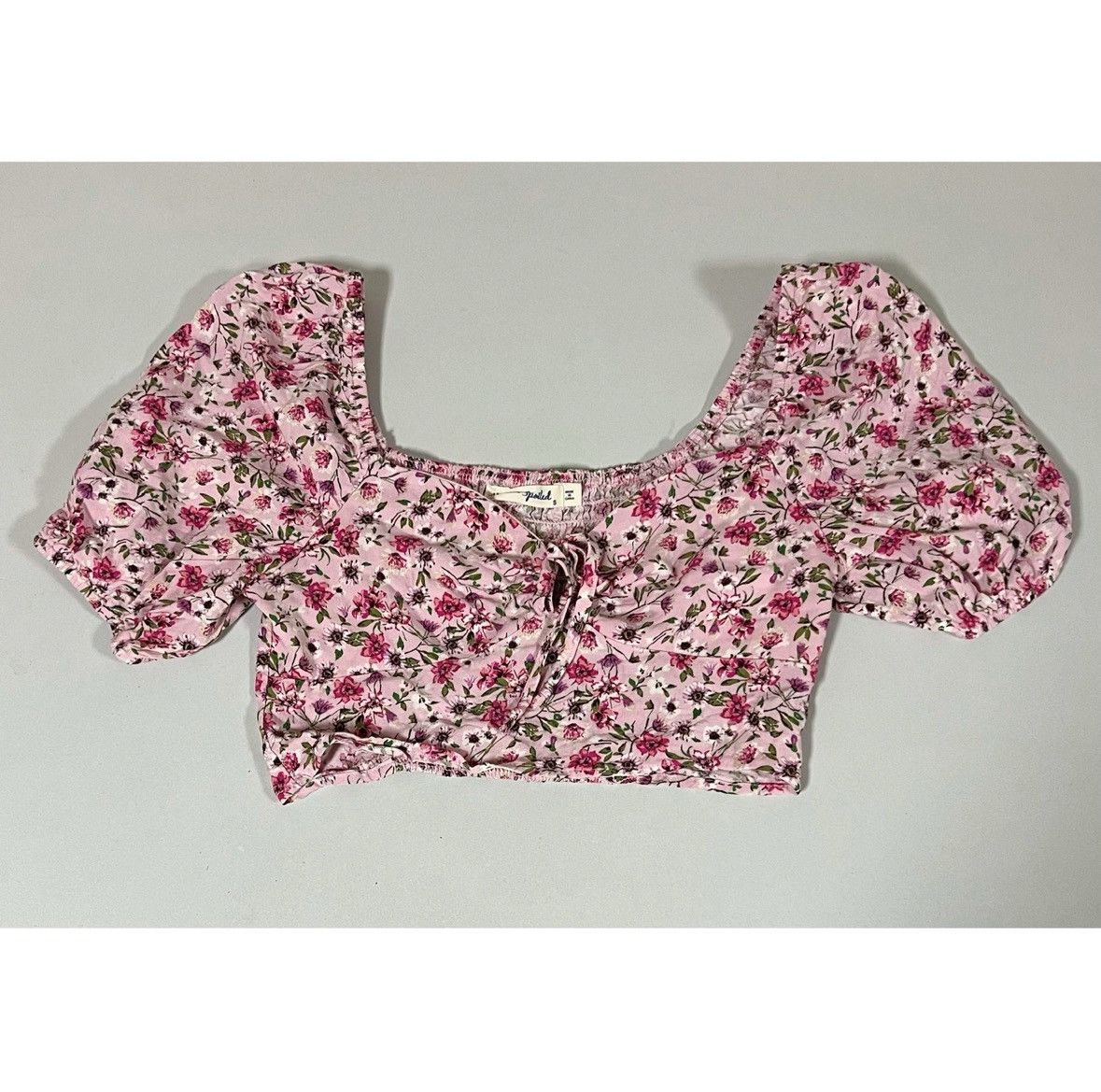 Japanese Brand Pink Floral Boho Short Sleeve Shirt Crop Top Blouse Size S🌸✨ Size S / US 4 / IT 40 - 2 Thumbnail
