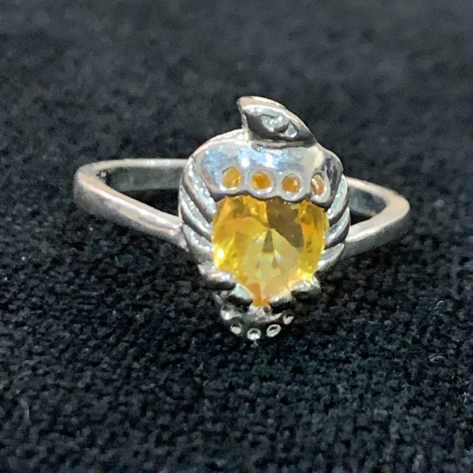The Unbranded Brand Boho Silver 925 and Yellow Citrine Gemstone Ring 1c+ Size ONE SIZE - 1 Thumbnail