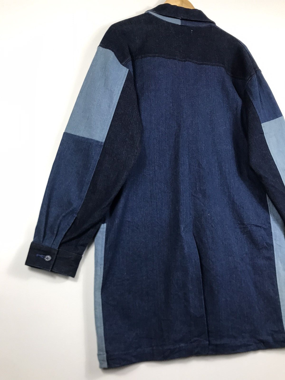Japanese Brand 🔥 Timely Warning Blue Japan Denim Button Long Coat Jacket Size US L / EU 52-54 / 3 - 13 Thumbnail