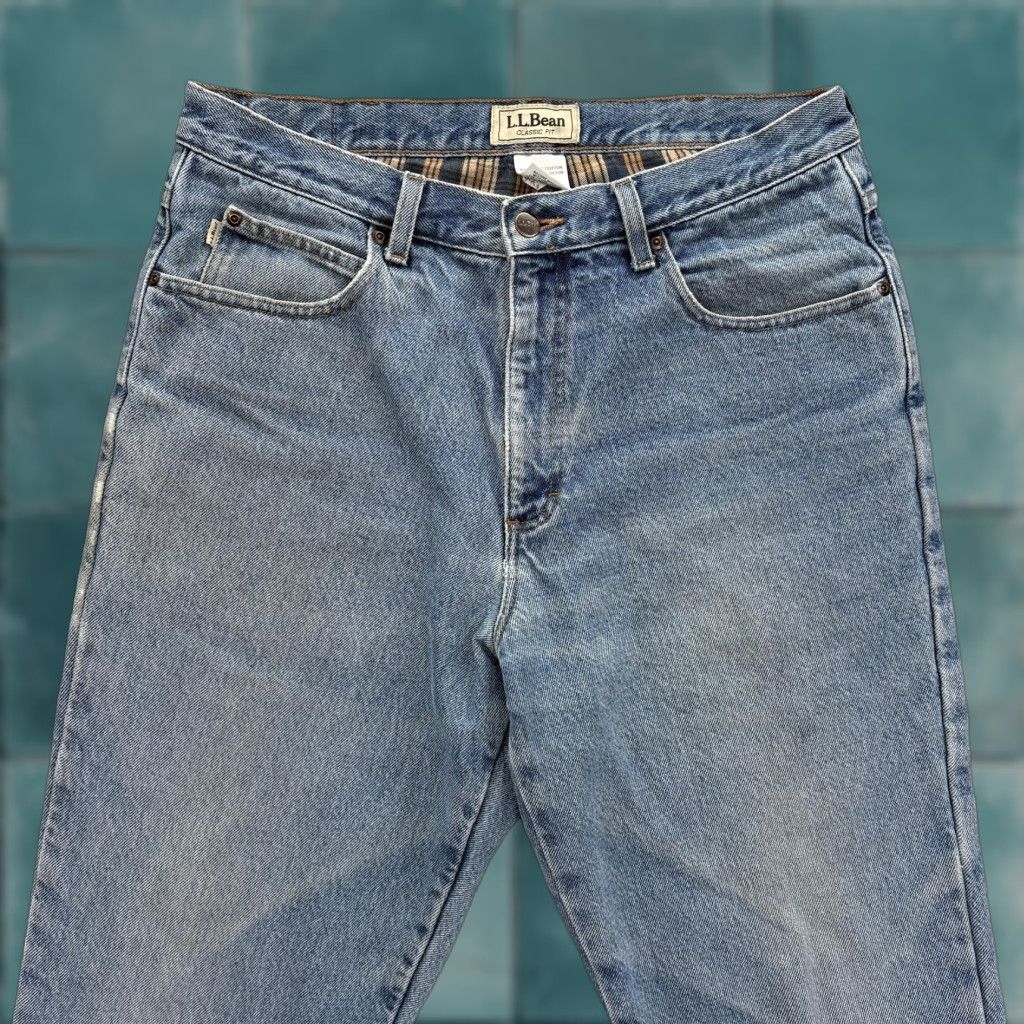 Vintage VINTAGE L.L. Bean Classic Fit Jeans Mens 34x29 Blue Medium Wash Denim Flannel Lined Work Size US 34 / EU 50 - 1 Thumbnail